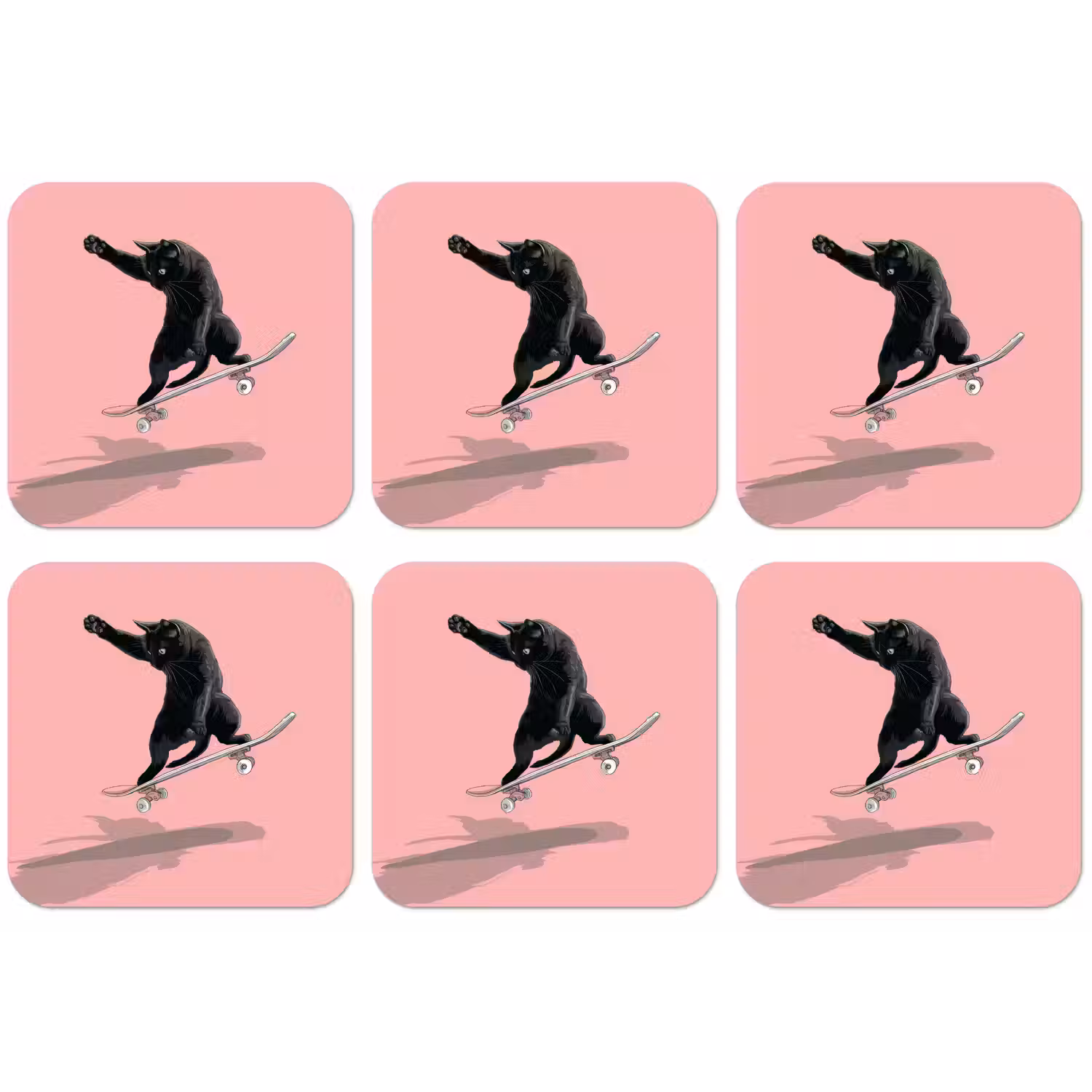 Kat - Skateboard - Roze onderzetter kurk middel -zkaufland3dotto