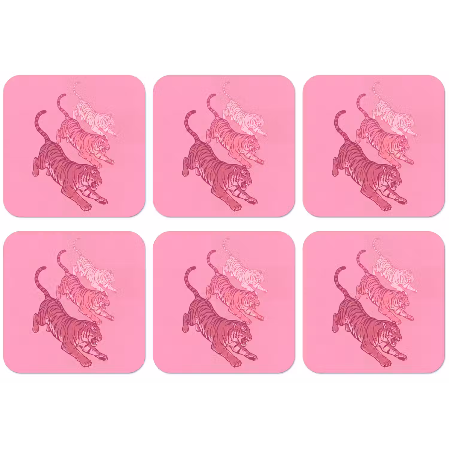 Kat - Springend - Dieren - Roze - Modern onderzetter kurk middel -zkaufland3dotto