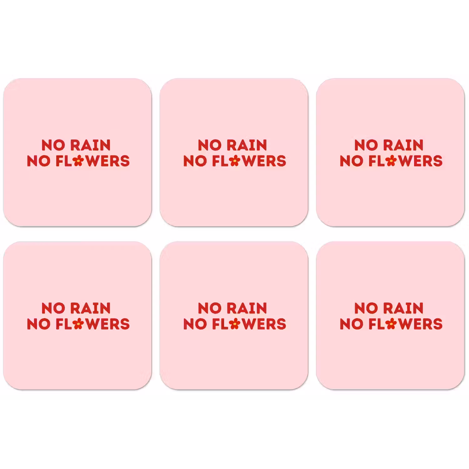 No rain no flowers - Minimalistisch - Roze - Bloem onderzetter kurk middel -zkaufland3dotto