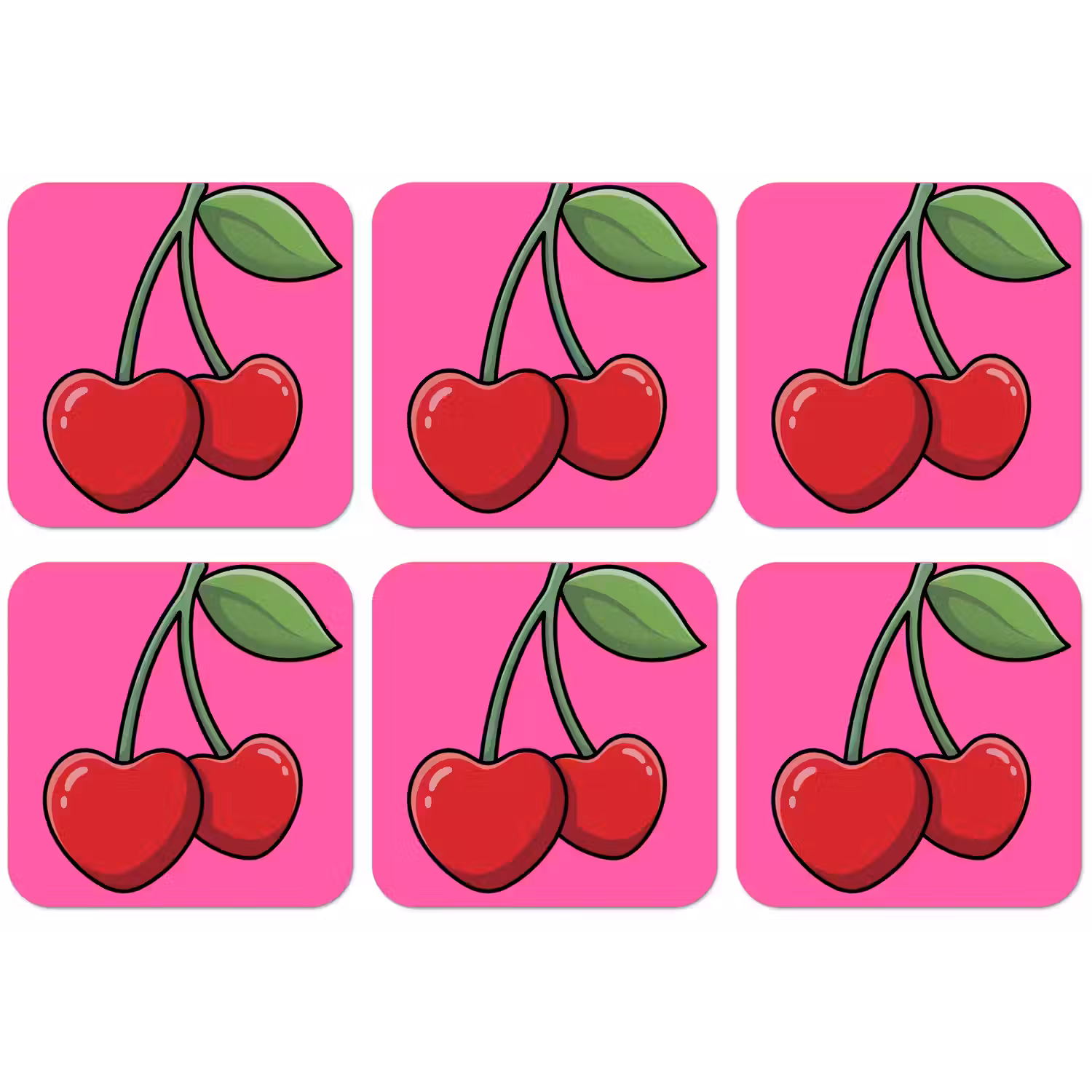 Kers - Roze - Fruit onderzetter kurk middel -zkaufland3dotto