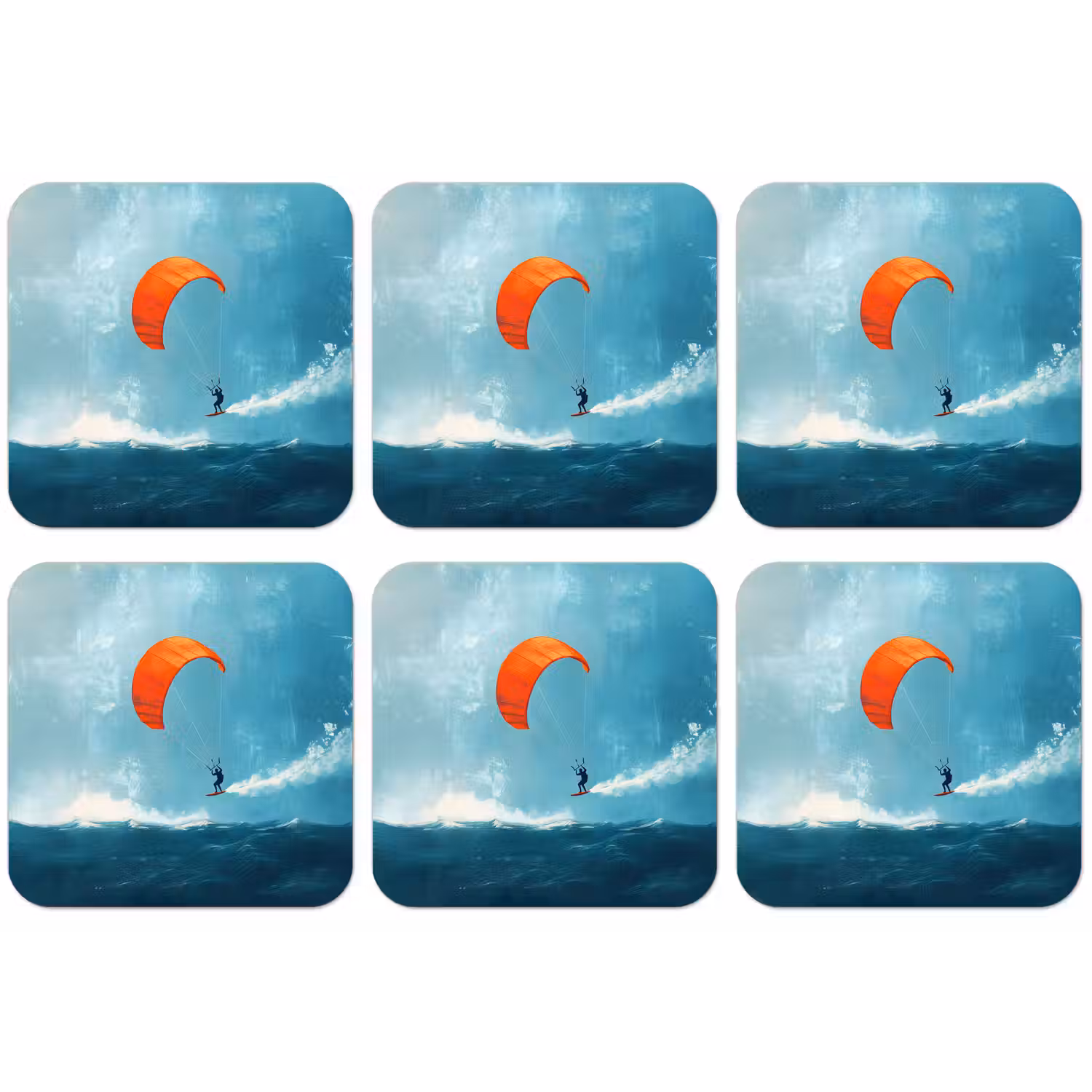 Kitesurfer - Oranje - Zee - Lucht onderzetter kurk middel -zkaufland3dotto