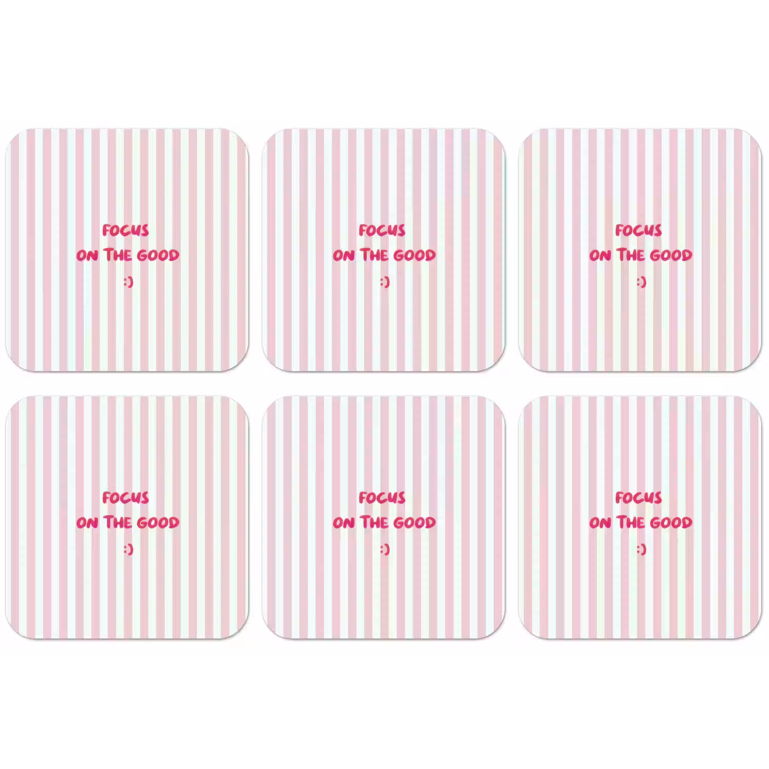 Focus on the good - Strepen - Roze - Smiley onderzetter kurk middel -zkaufland3dotto