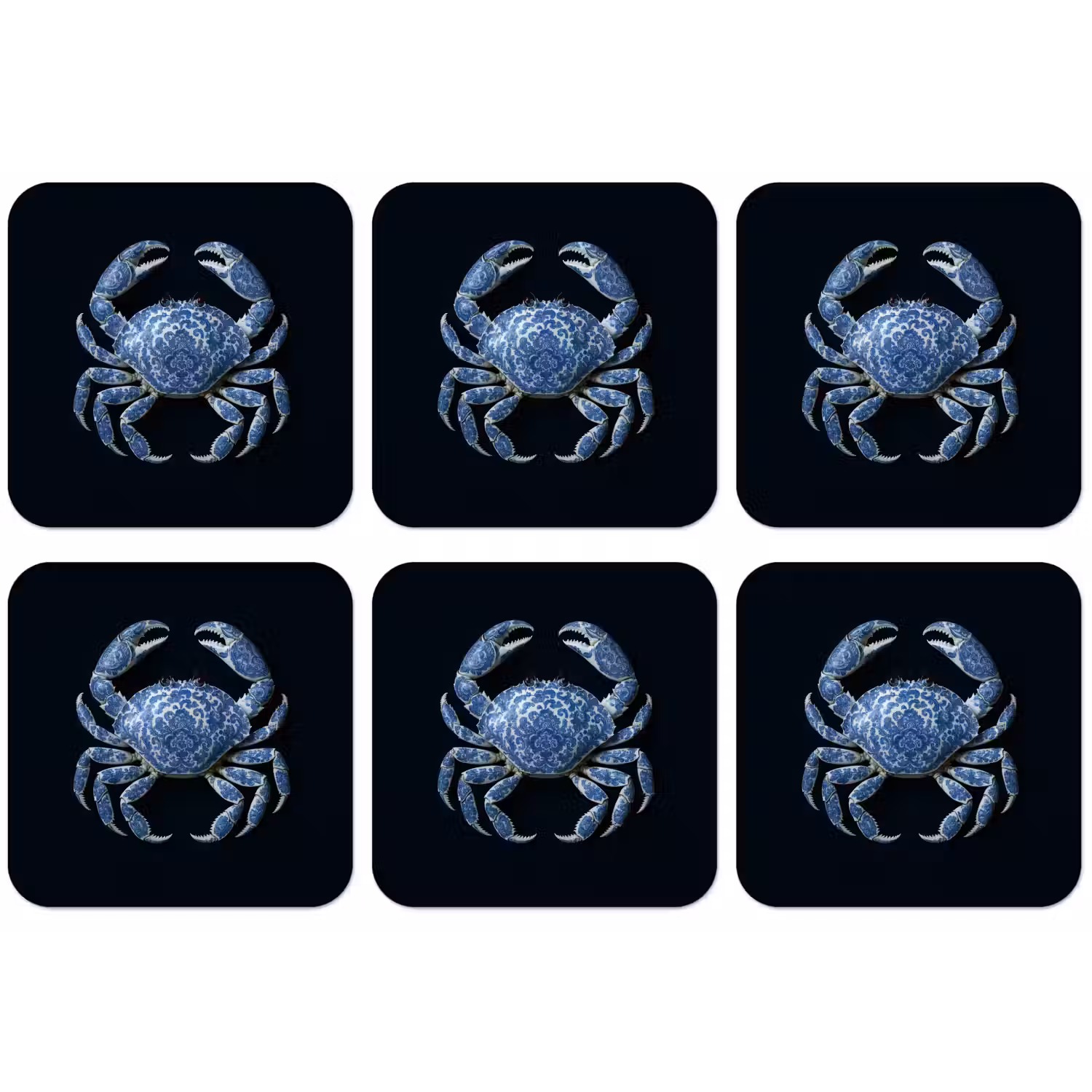 Krab - Delfts blauw - Dieren onderzetter kurk middel -zkaufland3dotto