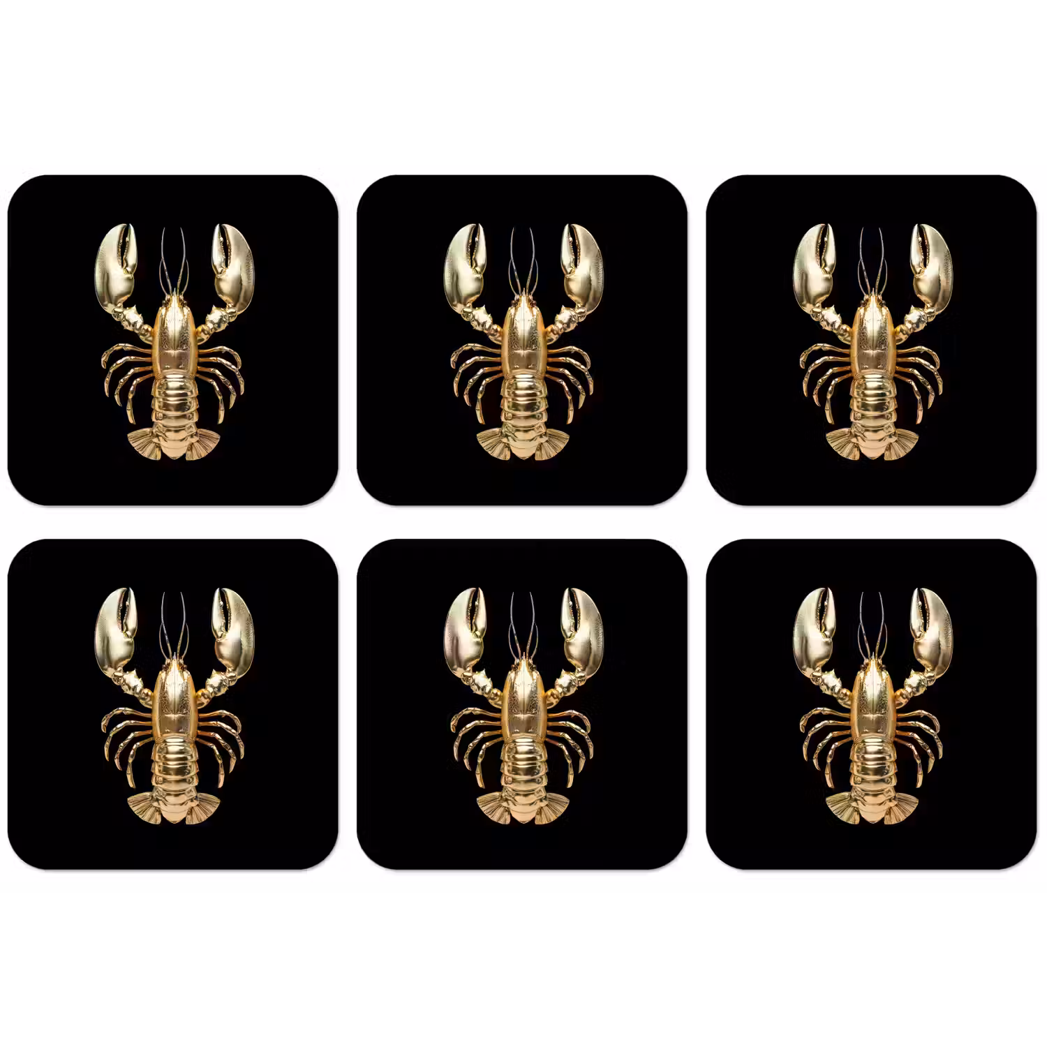 Kreeft - Goud - Textuur - Zwart onderzetter kurk middel -zkaufland3dotto