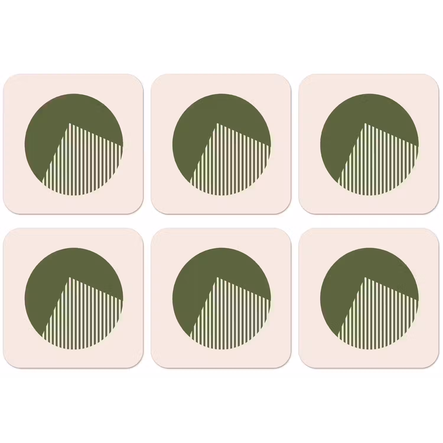 Cirkel - Strepen - Geometrisch - Abstract - Groen onderzetter kurk middel -zkaufland3dotto