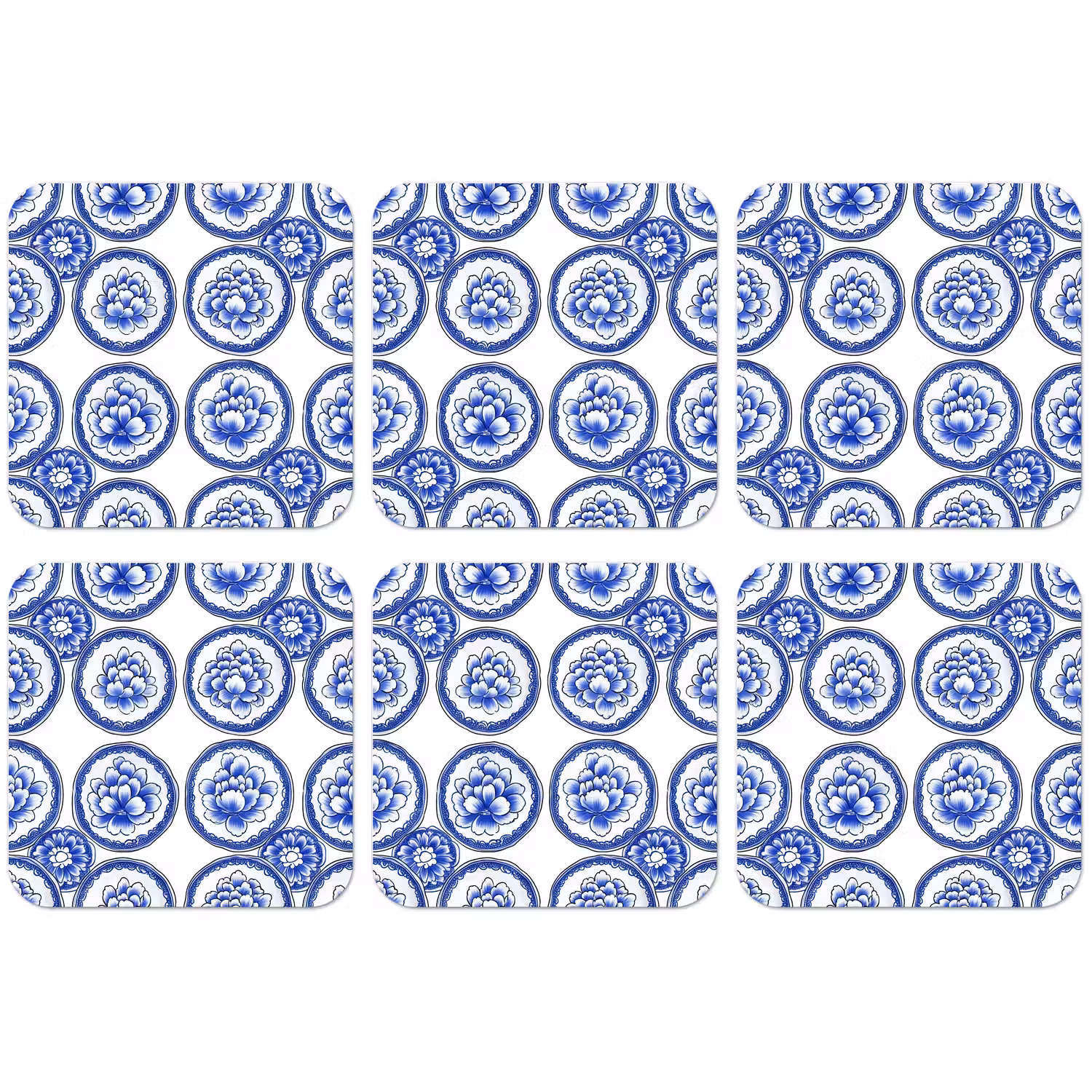 Cirkels - Bloemen - Blauw onderzetter kurk middel 366 -zkaufland3dotto