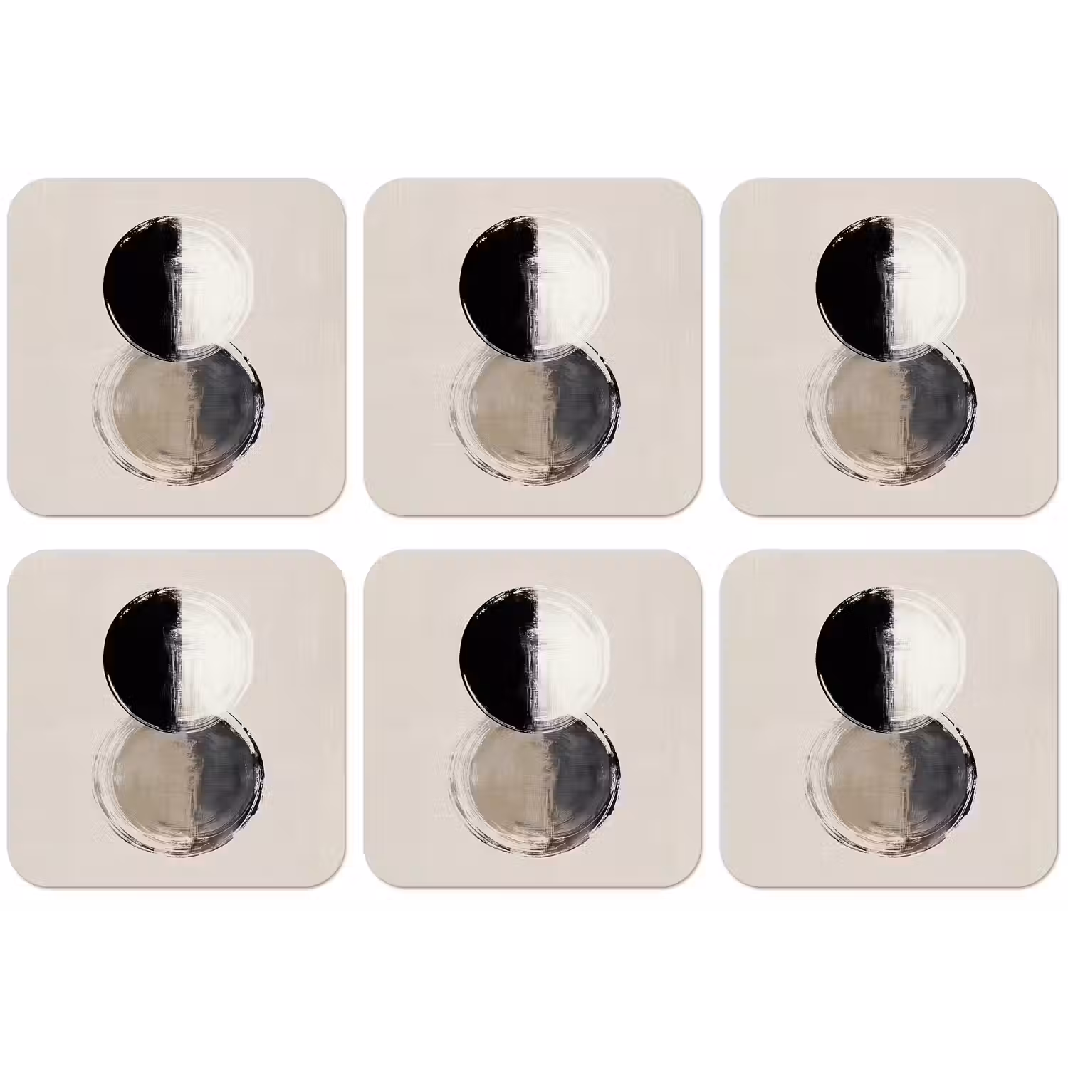 Cirkels - Strepen - Minimalistisch - Zwart onderzetter kurk middel -zkaufland3dotto