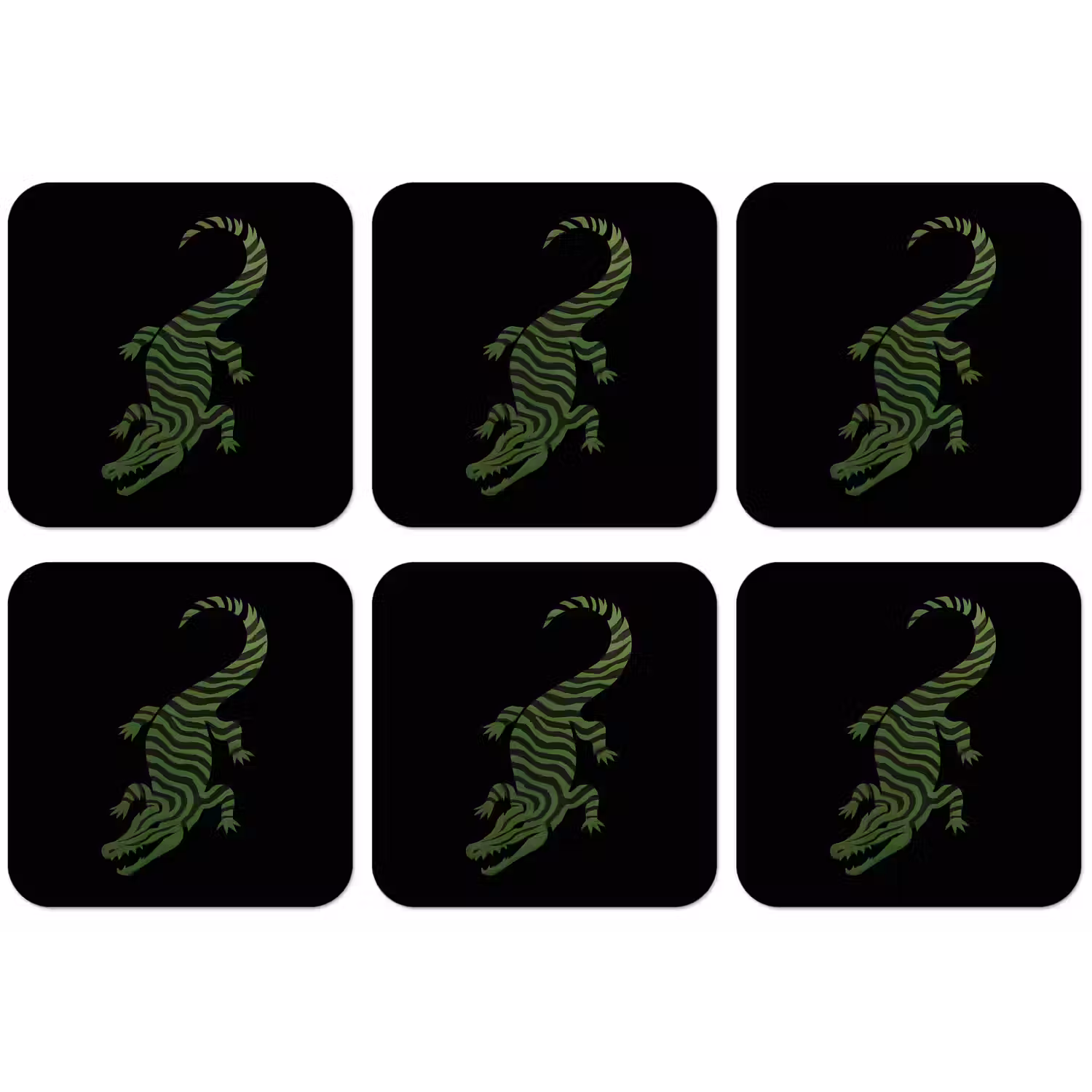 Krokodil - Groen - Tijgerachtig - Strepen onderzetter kurk middel -zkaufland3dotto