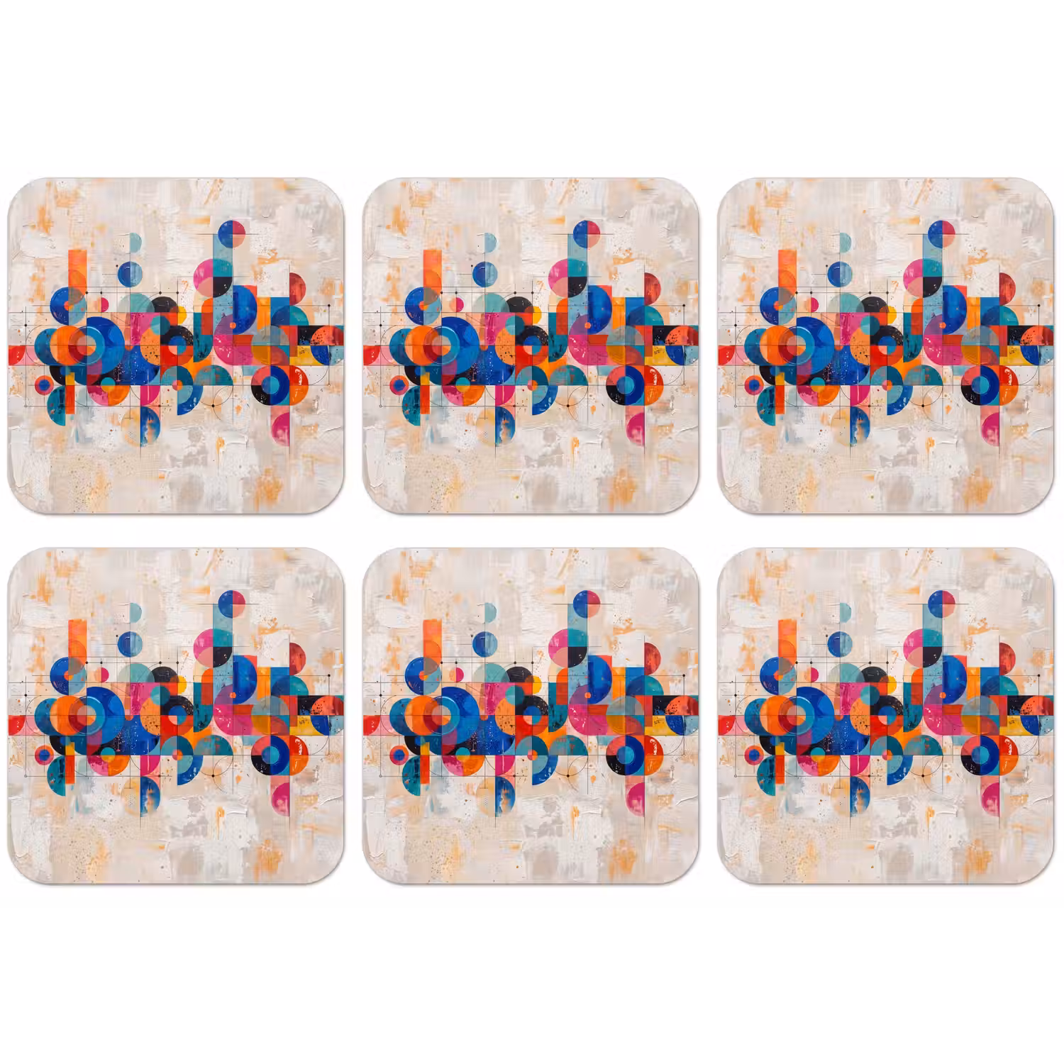 Kunst - Geometrisch - Abstract - Kleurrijk onderzetter kurk middel -zkaufland3dotto
