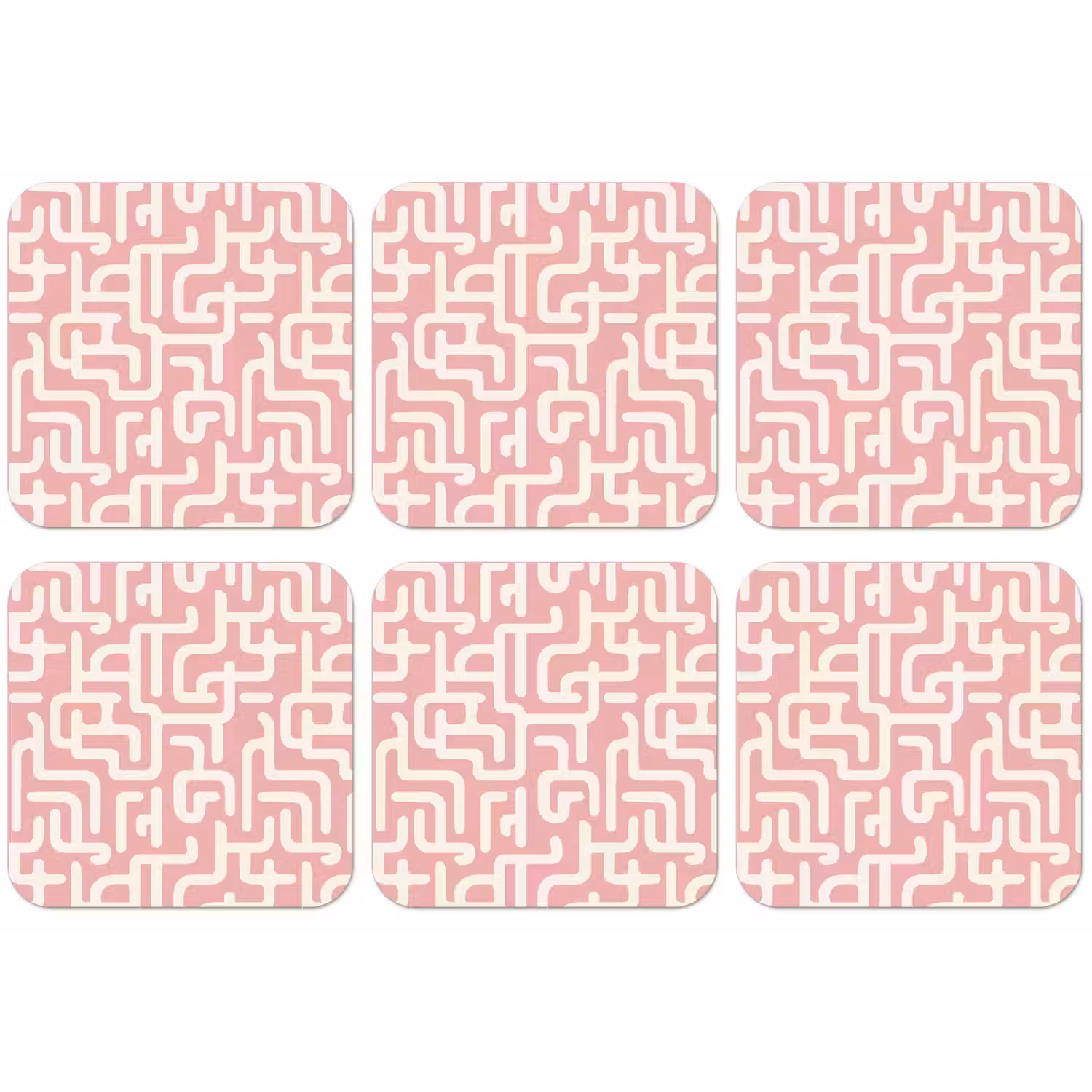 Doolhofpatroon - Roze - Wit - Abstract onderzetter kurk middel 366 -zkaufland3dotto