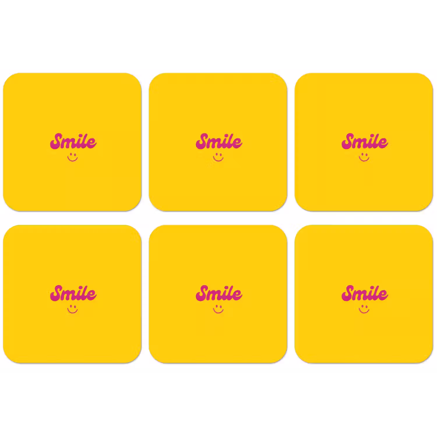 Smile - Geel - Roze onderzetter kurk middel -zkaufland3dotto
