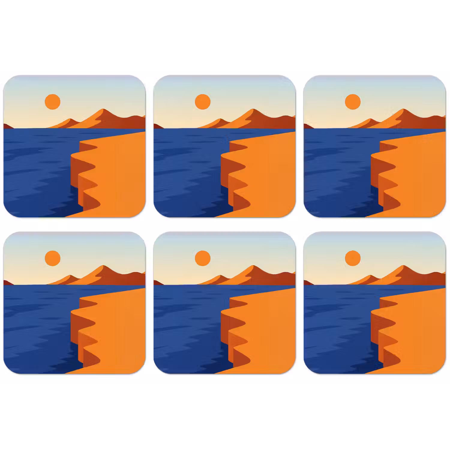 Landschap - Bergen - Zon - Zee onderzetter kurk middel -zkaufland3dotto
