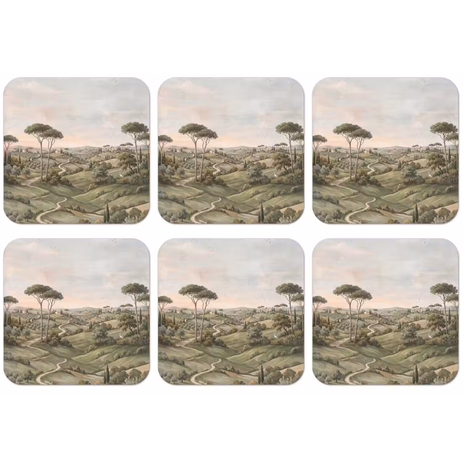 Landschap - Heuvels - Zandpad - Groen onderzetter kurk middel -zkaufland3dotto