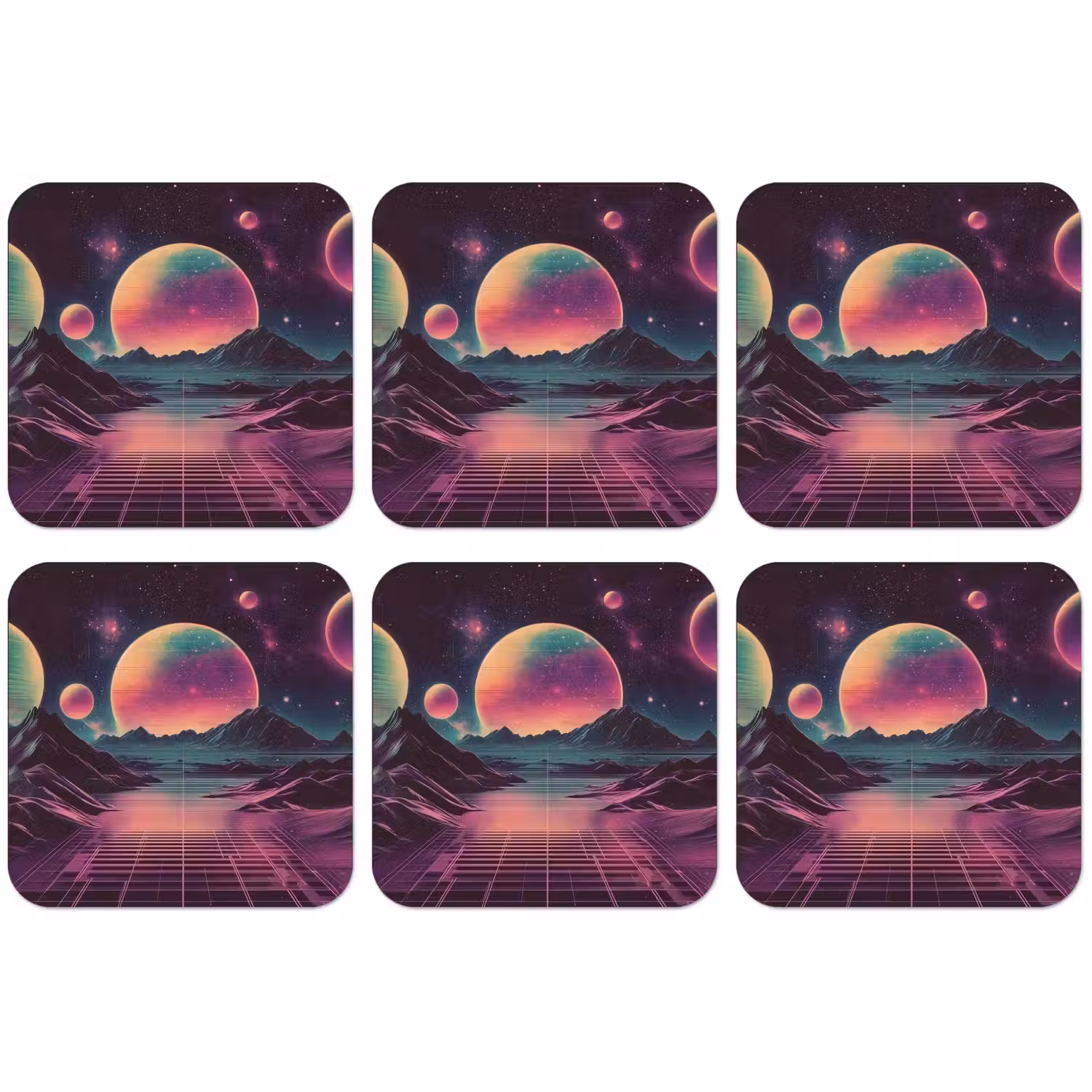 Landschap - Planeten - Horizon - Paars onderzetter kurk middel -zkaufland3dotto