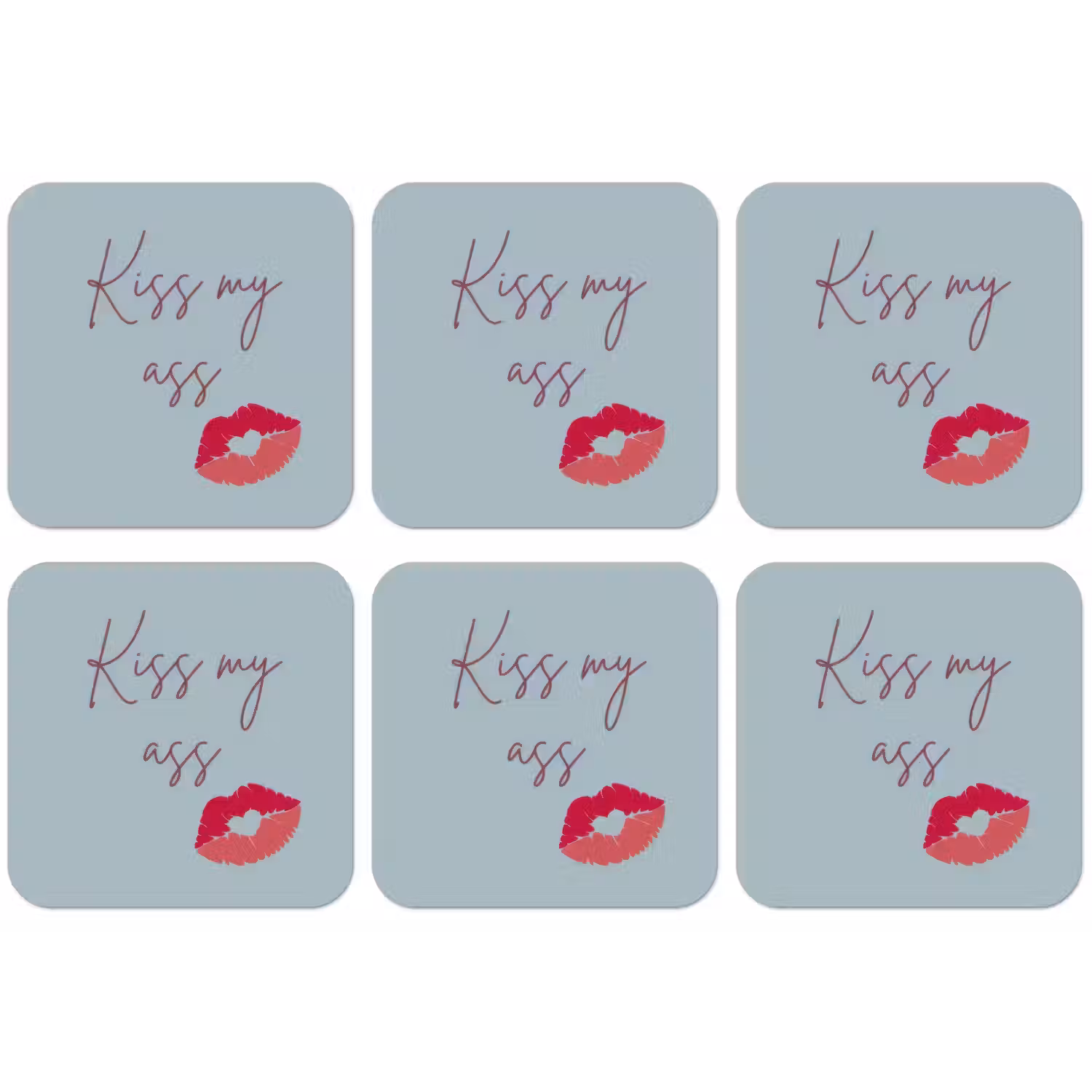 Kiss my ass - Lip - Blauw onderzetter kurk middel -zkaufland3dotto