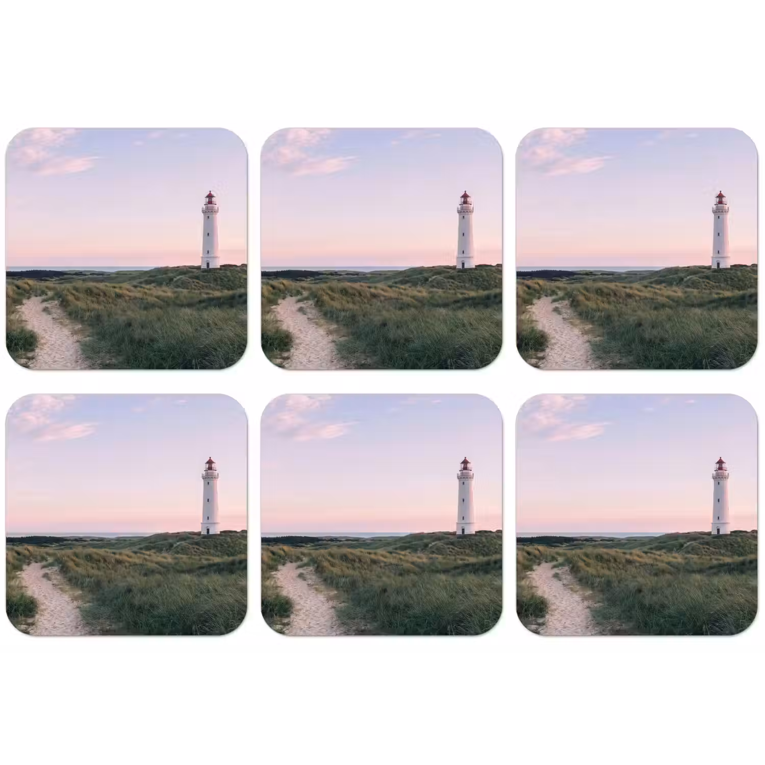 Vuurtoren - Duinlandschap - Zee onderzetter kurk middel -zkaufland3dotto