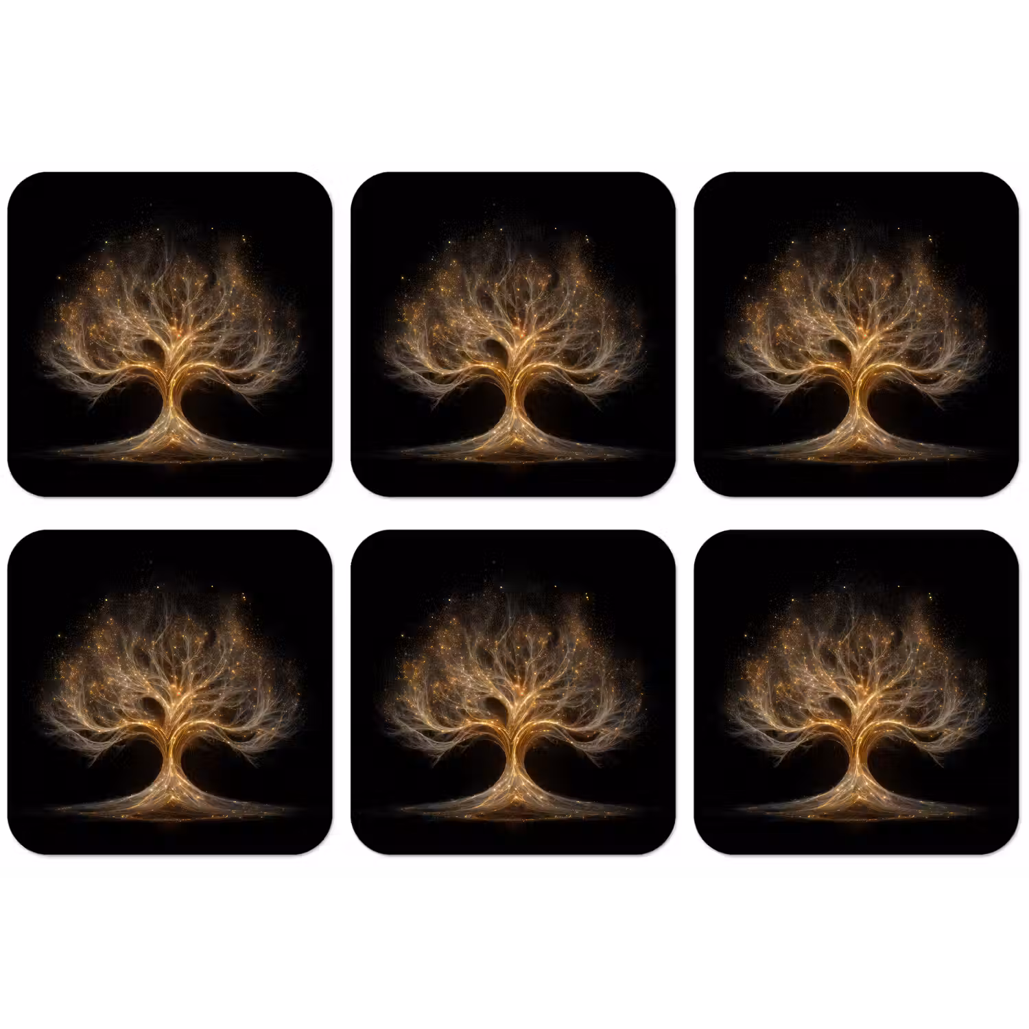 Lichtjes - Boom - Abstract - Zwart onderzetter kurk middel -zkaufland3dotto