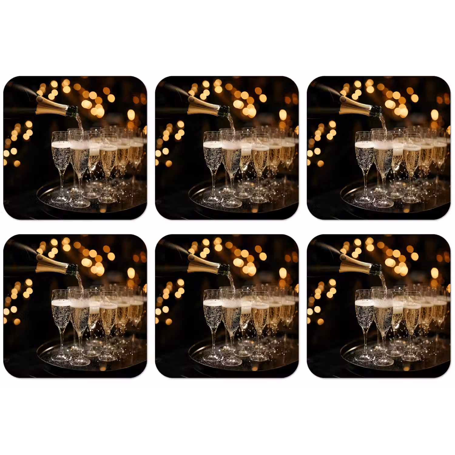 Lichtjes - Champagne - Dienblad - Glazen onderzetter kurk middel -zkaufland3dotto