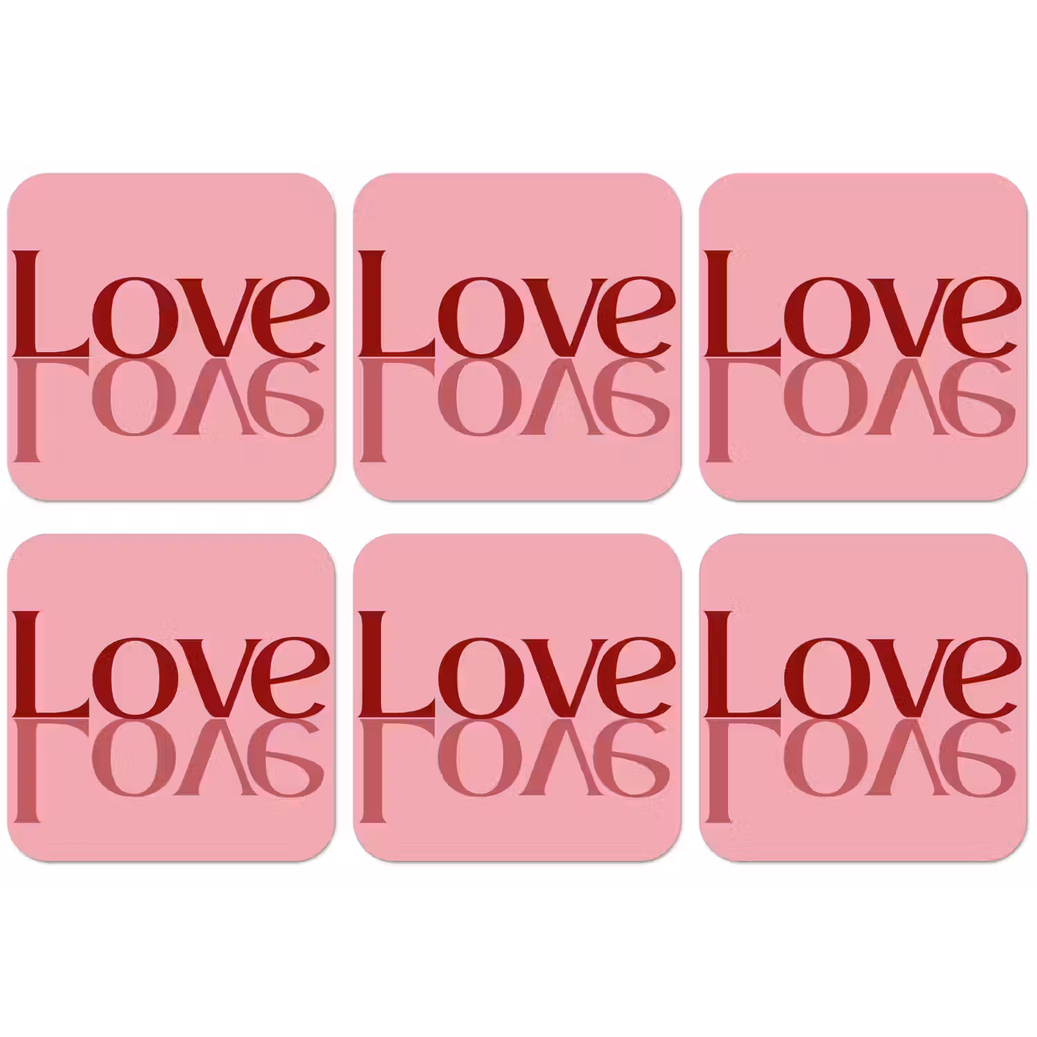 Love - Roze - Spiegeling onderzetter kurk middel -zkaufland3dotto