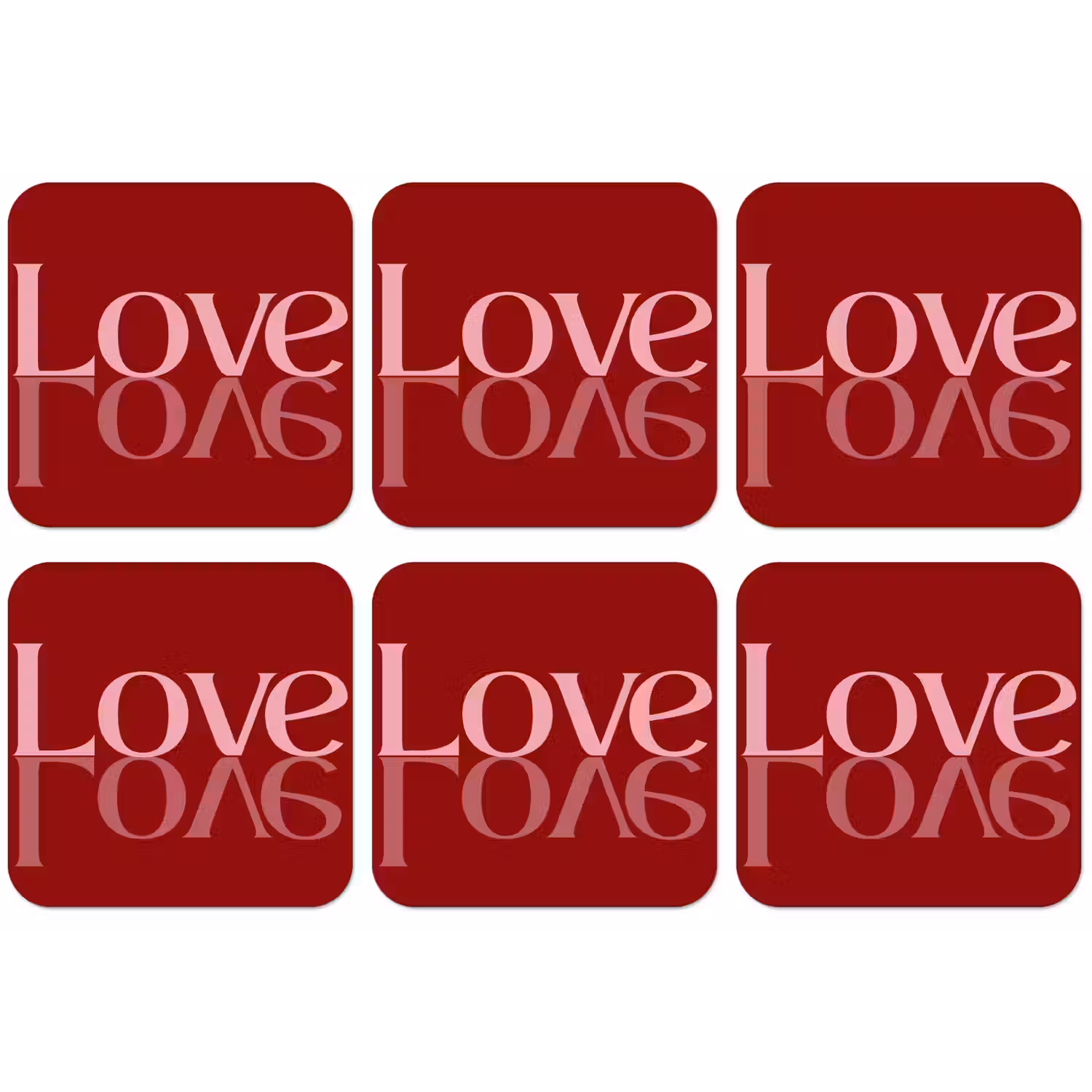 Love - Spiegeling - Rood onderzetter kurk middel -zkaufland3dotto