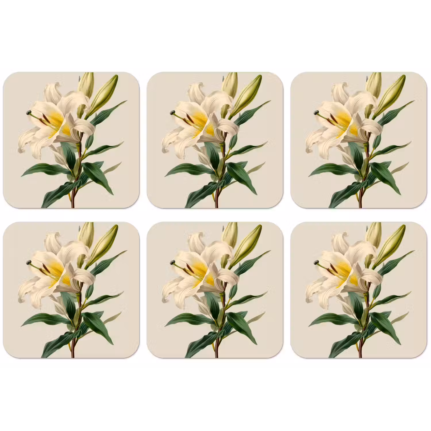 Lelie - Elegant - Botanisch - Beige onderzetter kurk middel -zkaufland3dotto