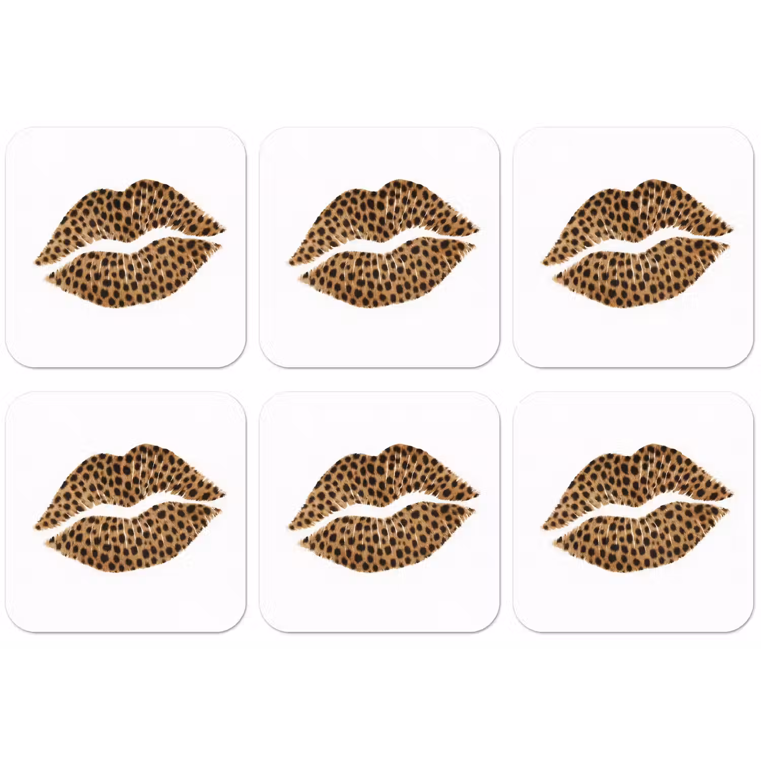 Lip - Panterprint - Minimalistisch - Wit onderzetter kurk middel -zkaufland3dotto