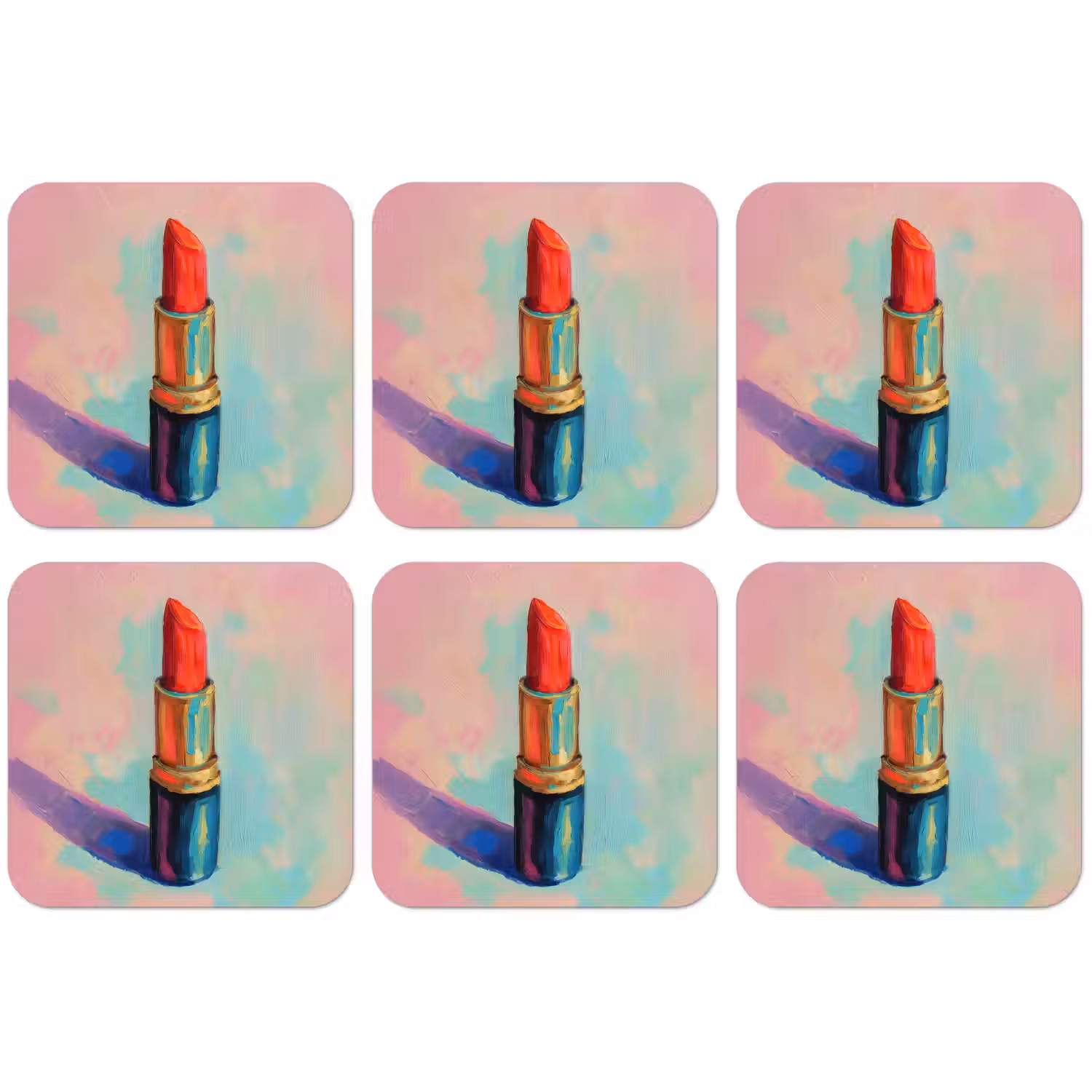 Lippenstift - Rood - Penseelstreken onderzetter kurk middel -zkaufland3dotto