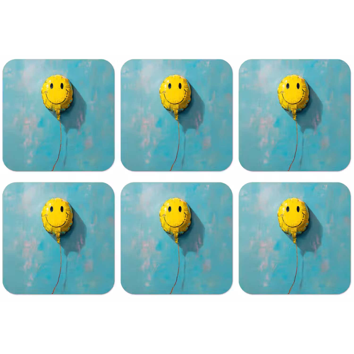 Ballon - Geel - Smiley onderzetter kurk middel -zkaufland3dotto