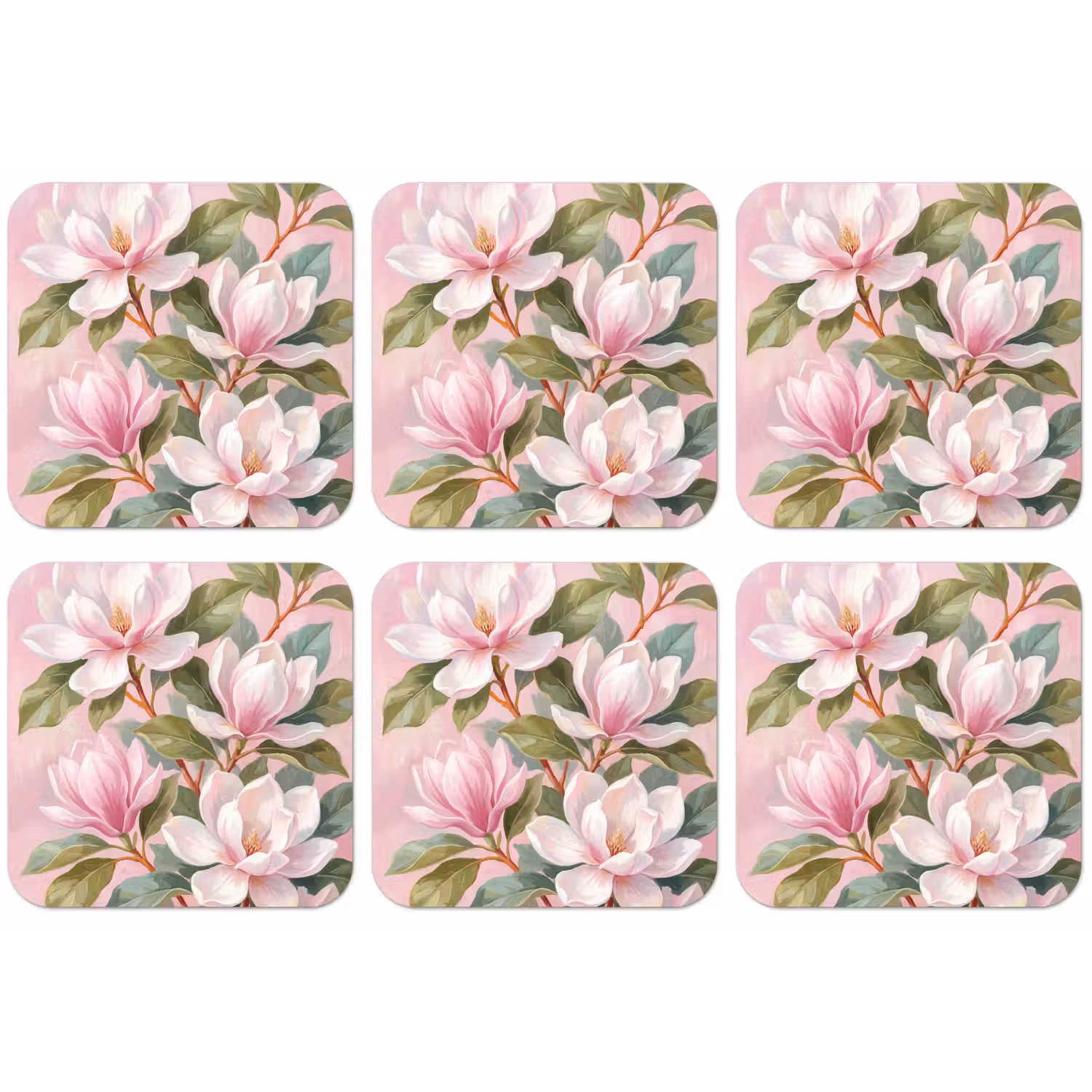 Magnolia's - Patroon - Roze onderzetter kurk middel -zkaufland3dotto
