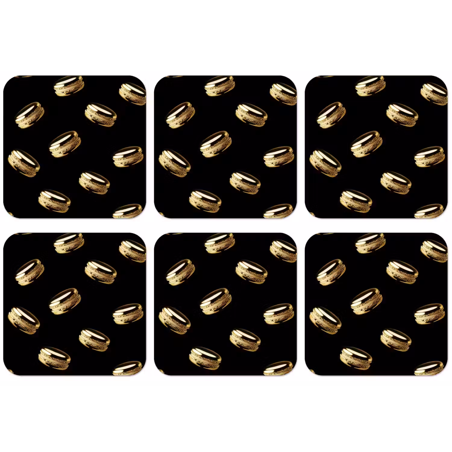 Macarons - Patroon - Goud - Zwart onderzetter kurk middel -zkaufland3dotto