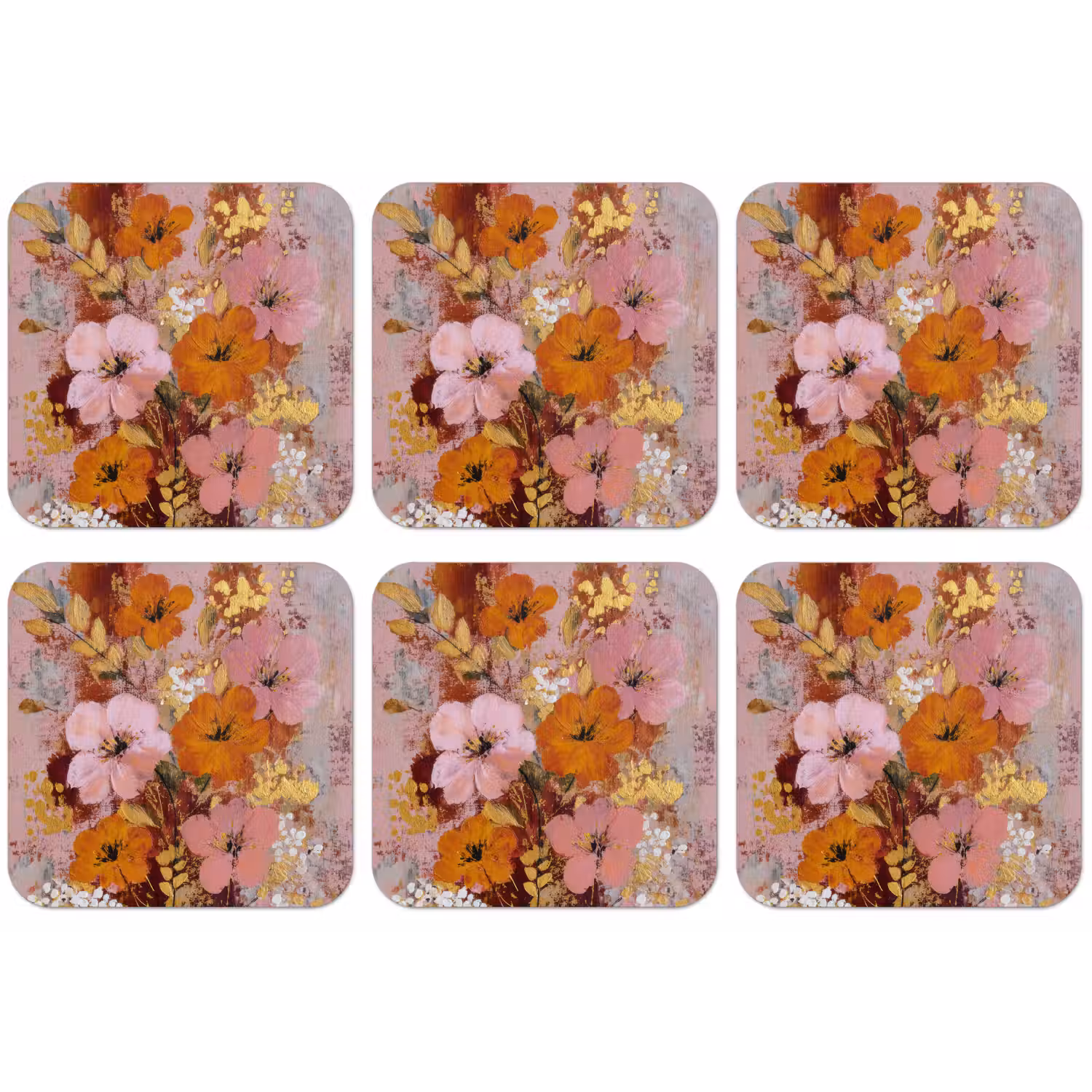 Schilderij - Bloemen - Rustiek - Roze onderzetter kurk middel -zkaufland3dotto
