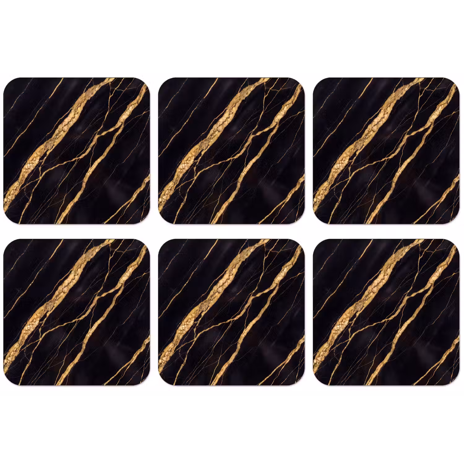 Marmer - Goud - Textuur - Abstract - Zwart onderzetter kurk middel -zkaufland3dotto