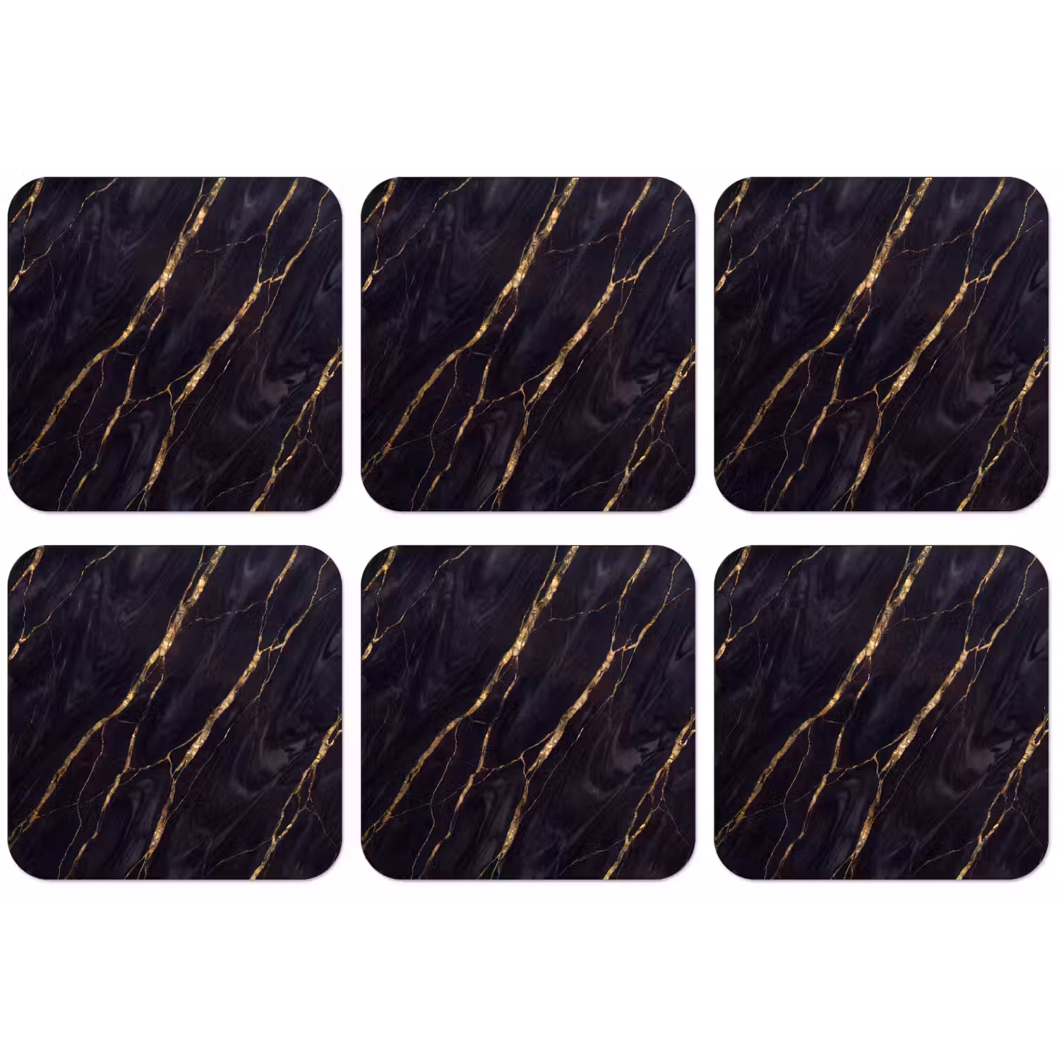 Marmer - Gouden aders - Abstract - Zwart onderzetter kurk middel -zkaufland3dotto