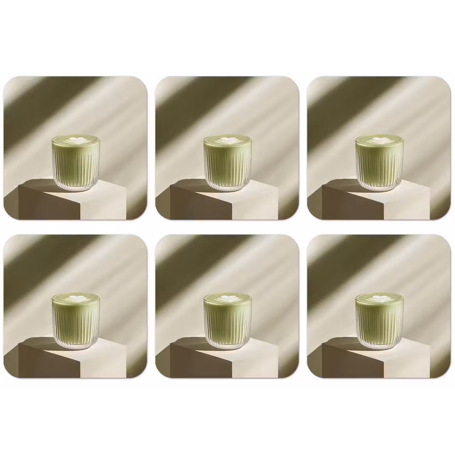 Matcha - Glas - Groen - Minimalistisch onderzetter kurk middel -zkaufland3dotto