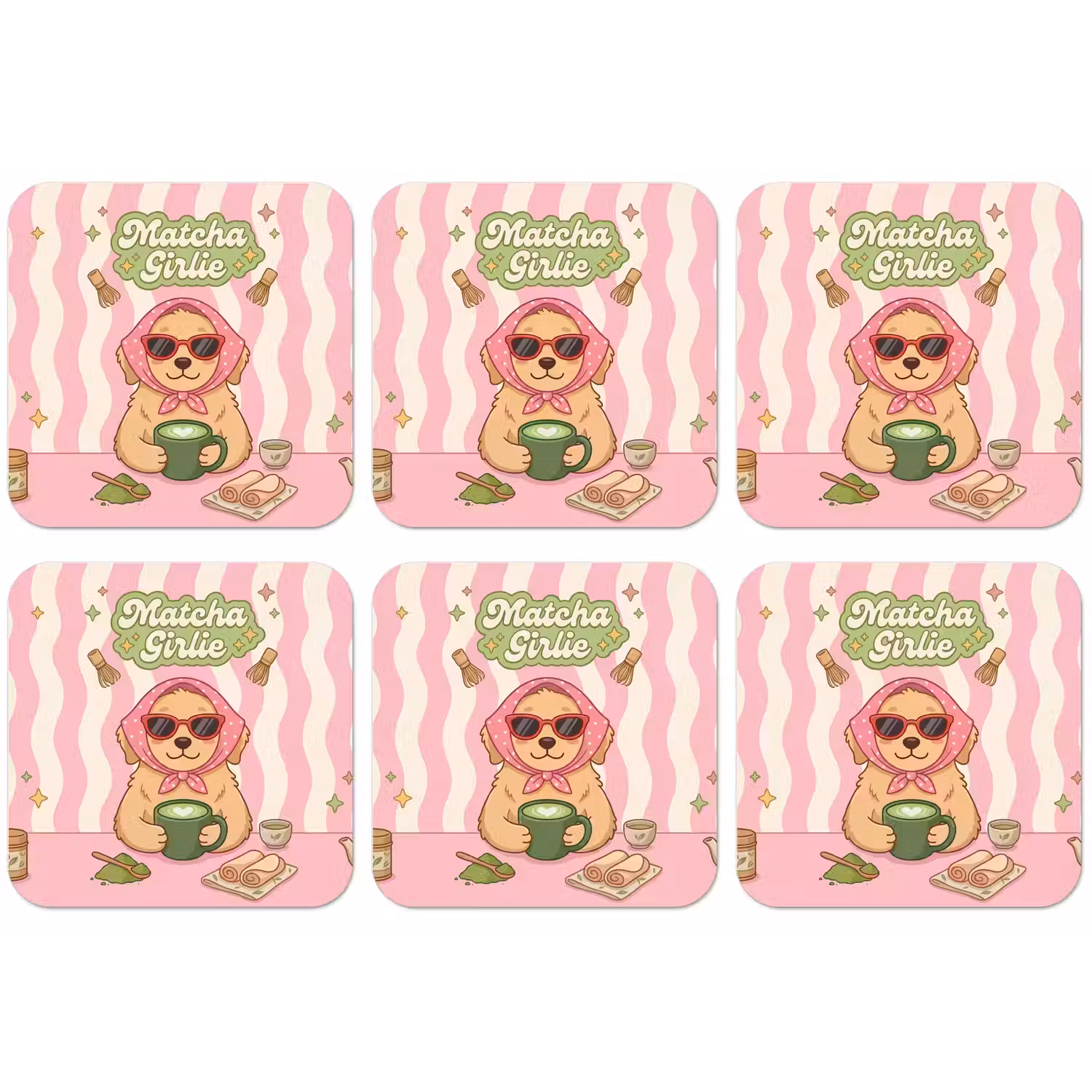 Matcha - Hond - Roze - Groen onderzetter kurk middel -zkaufland3dotto