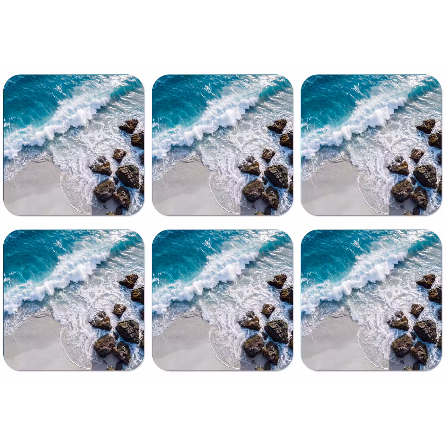 Zee - Golf - Strand - Natuur - Blauw onderzetter kurk middel -zkaufland3dotto