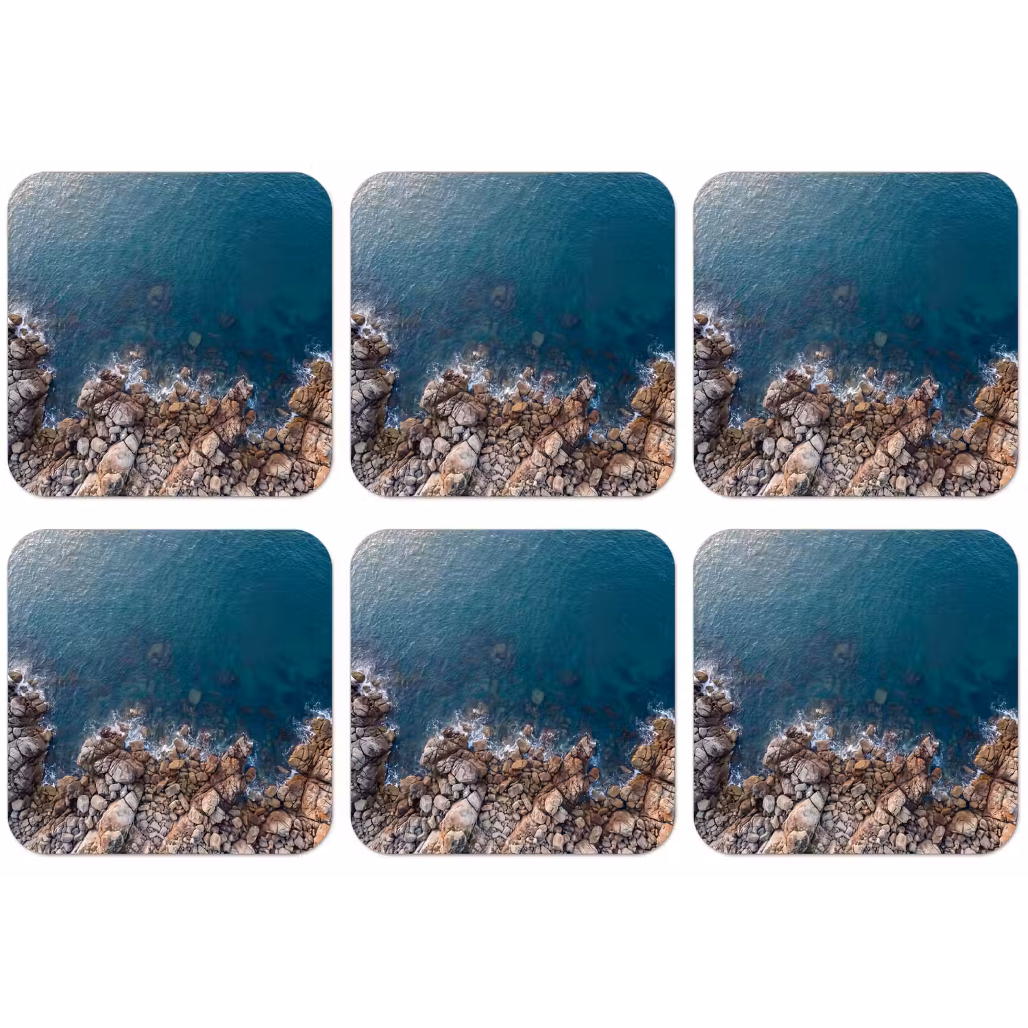 Zee - Kustlijn - Natuur - Abstract - Blauw onderzetter kurk middel -zkaufland3dotto