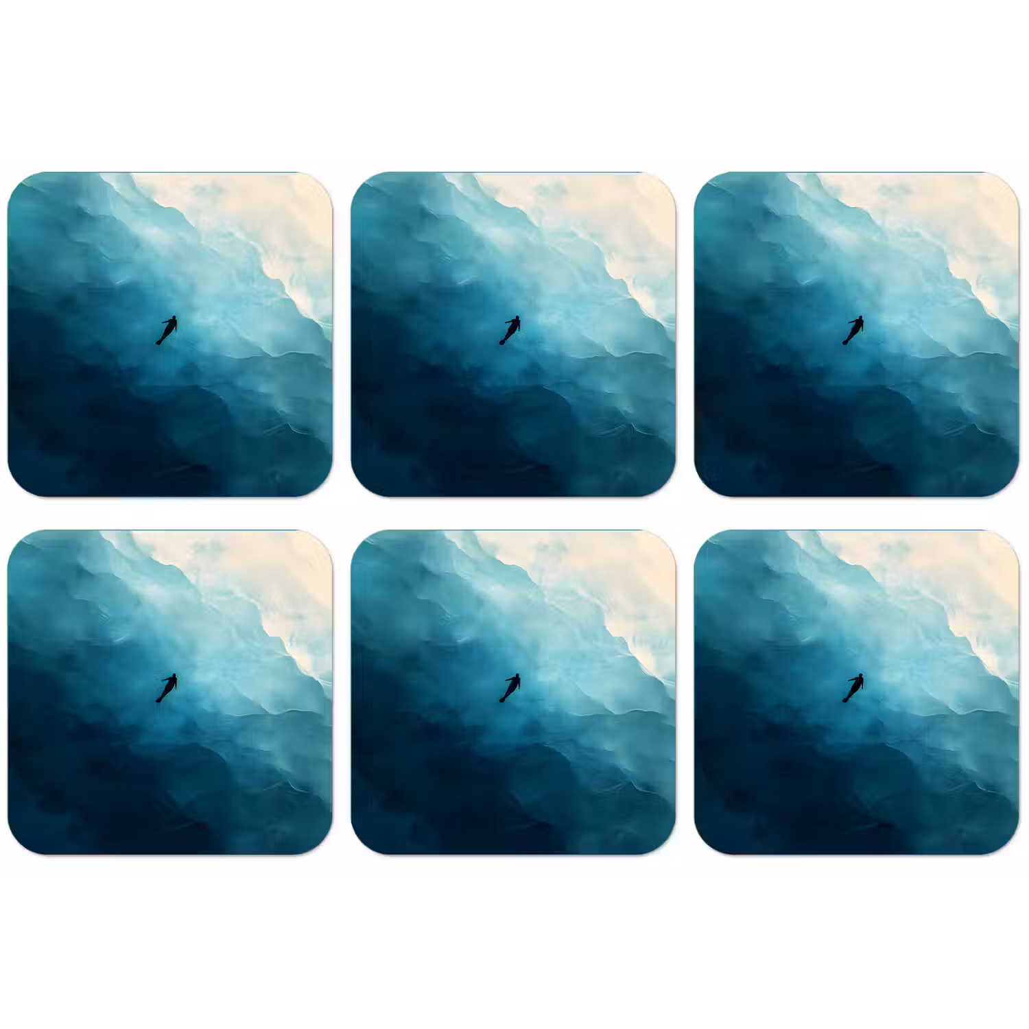 Zee - Silhouet - Abstract - Blauw onderzetter kurk middel -zkaufland3dotto