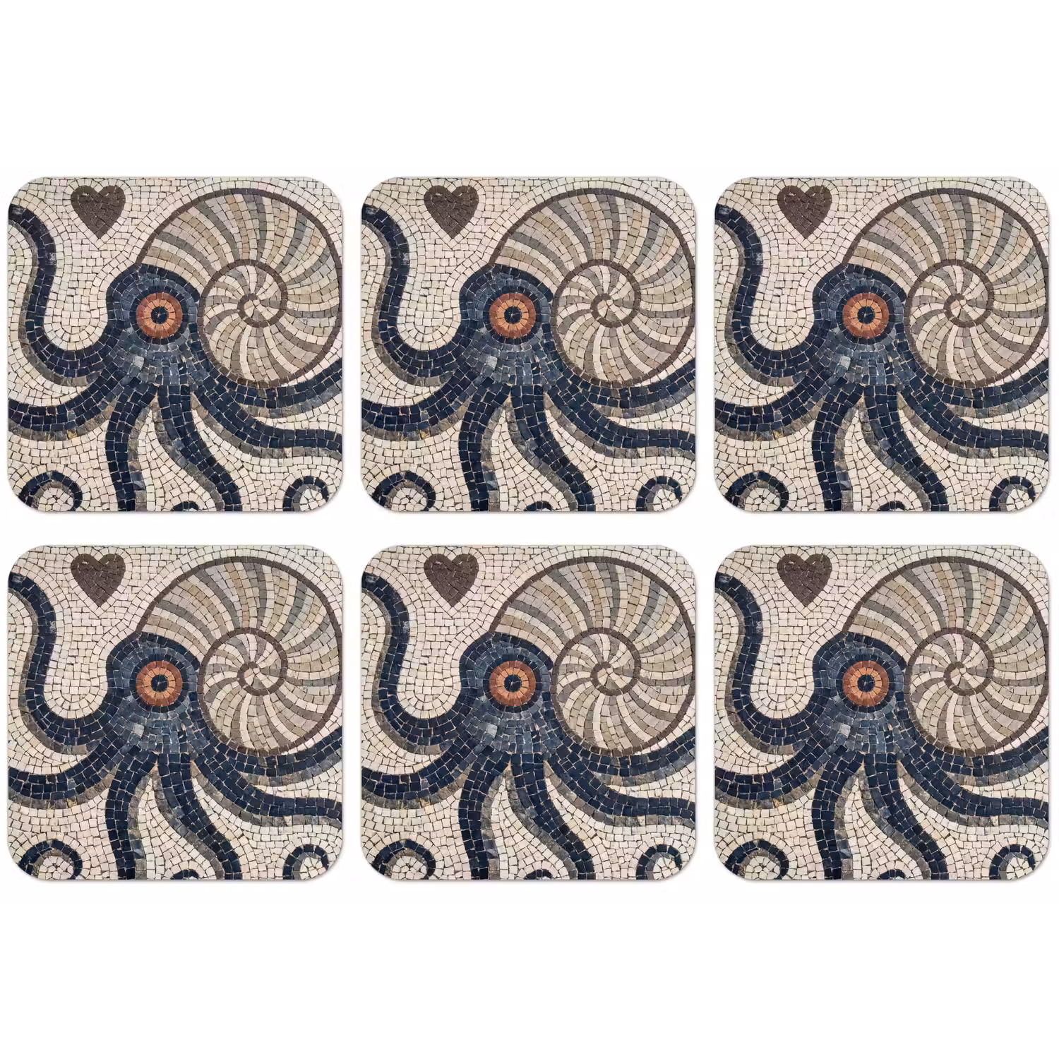 Zeeleven - Mozaïek - Kunst - Vintage - Beige onderzetter kurk middel -zkaufland3dotto