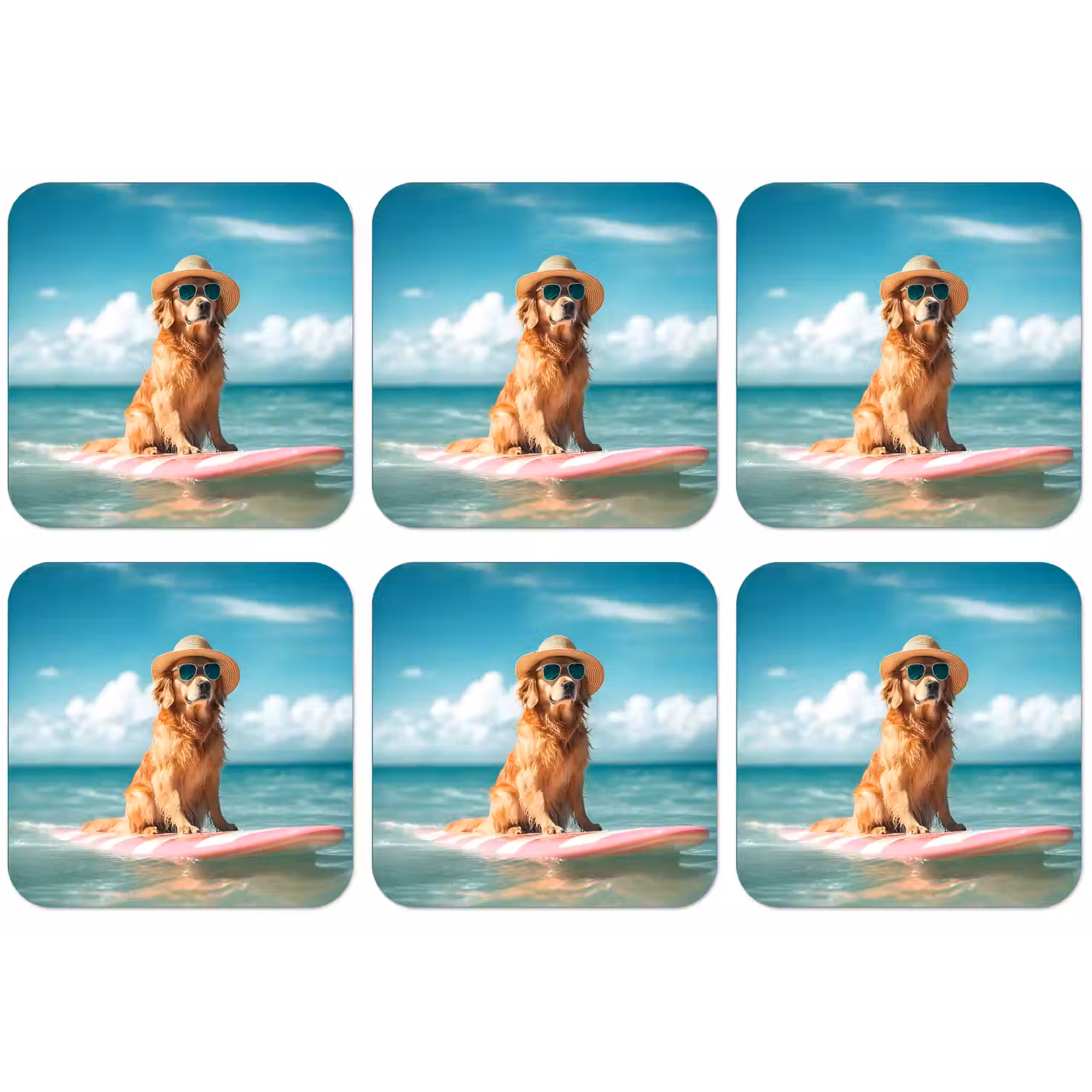 Zeewater - Hond - Golden retriever - Zonnebril onderzetter kurk middel -zkaufland3dotto