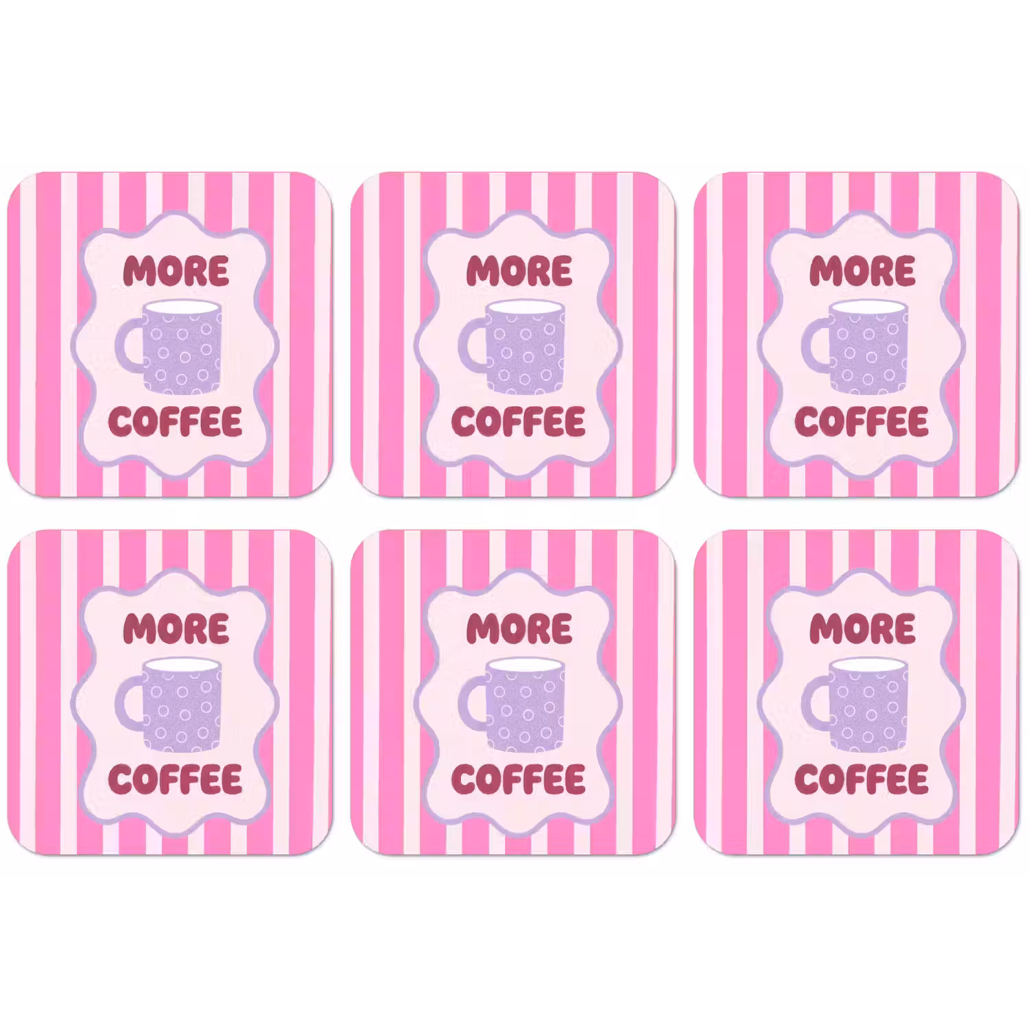 More coffee - Roze - Paars - Strepen - Mok onderzetter kurk middel -zkaufland3dotto