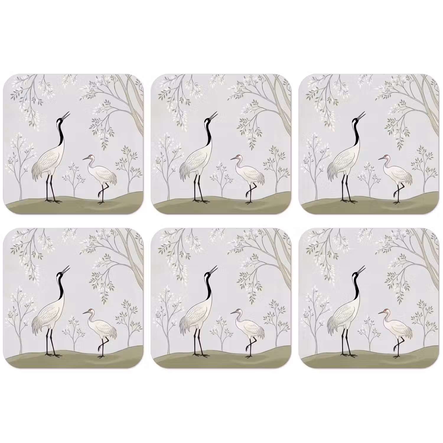 Minimalistisch - Kraanvogels - Blauw onderzetter kurk middel -zkaufland3dotto
