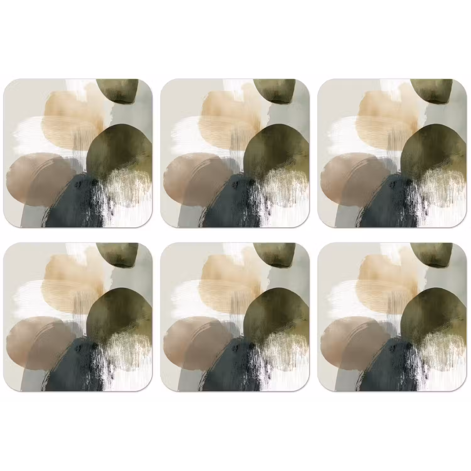 Minimalistisch - Cirkels - Penseelstreken - Beige onderzetter kurk middel -zkaufland3dotto