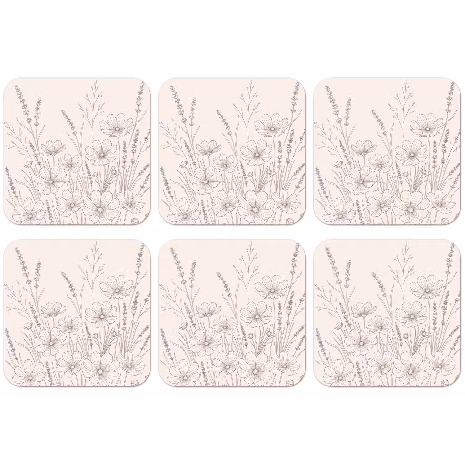 Minimalistisch - Modern - Bloemen - Beige onderzetter kurk middel -zkaufland3dotto
