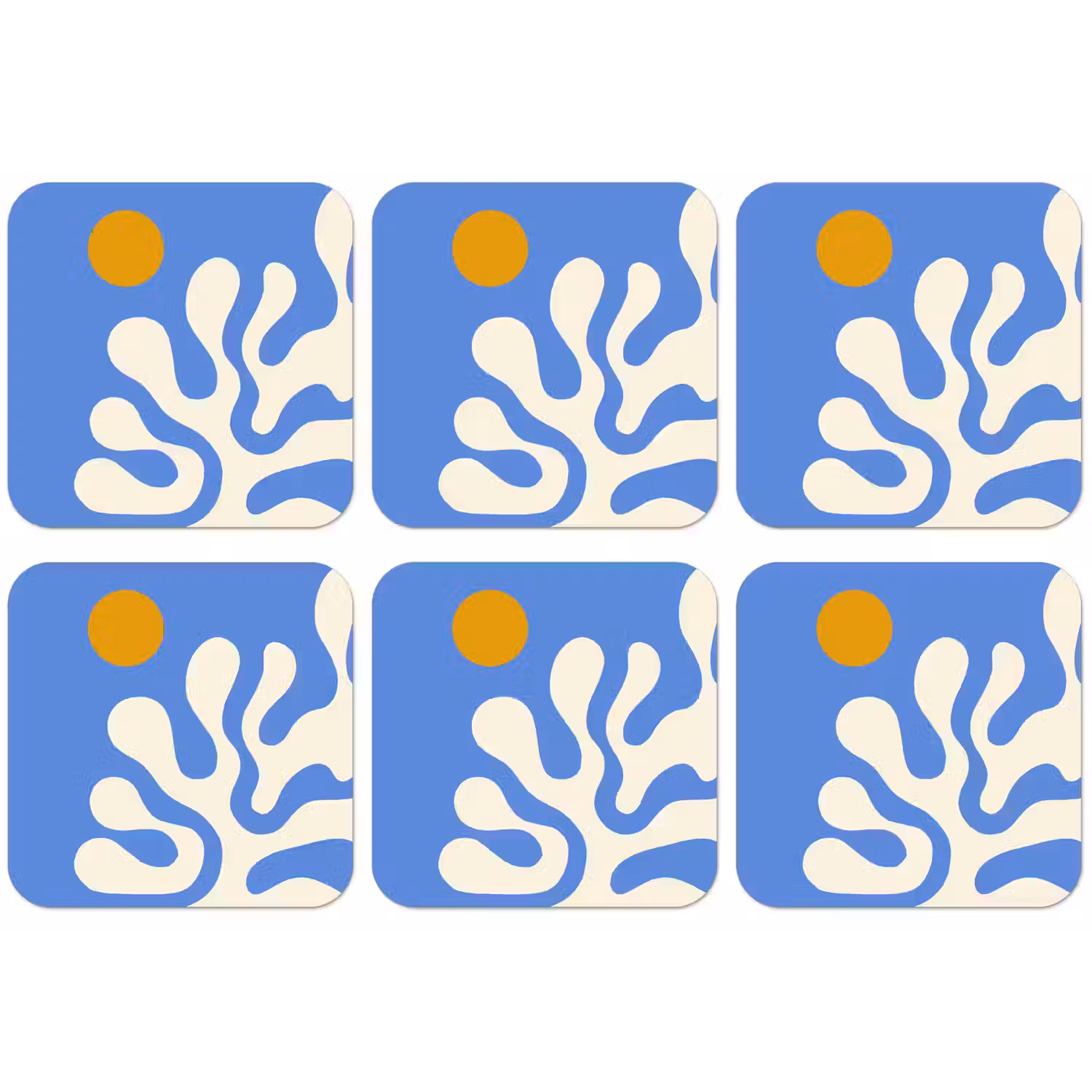 Minimalistisch - Organisch patroon - Blauw onderzetter kurk middel -zkaufland3dotto