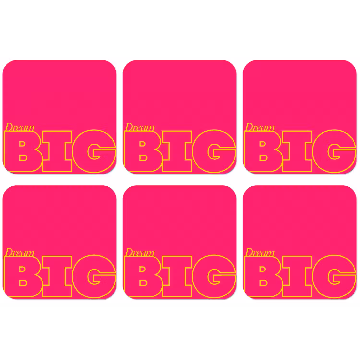 Minimalistisch - Roze - Dream big - Grafisch onderzetter kurk middel -zkaufland3dotto