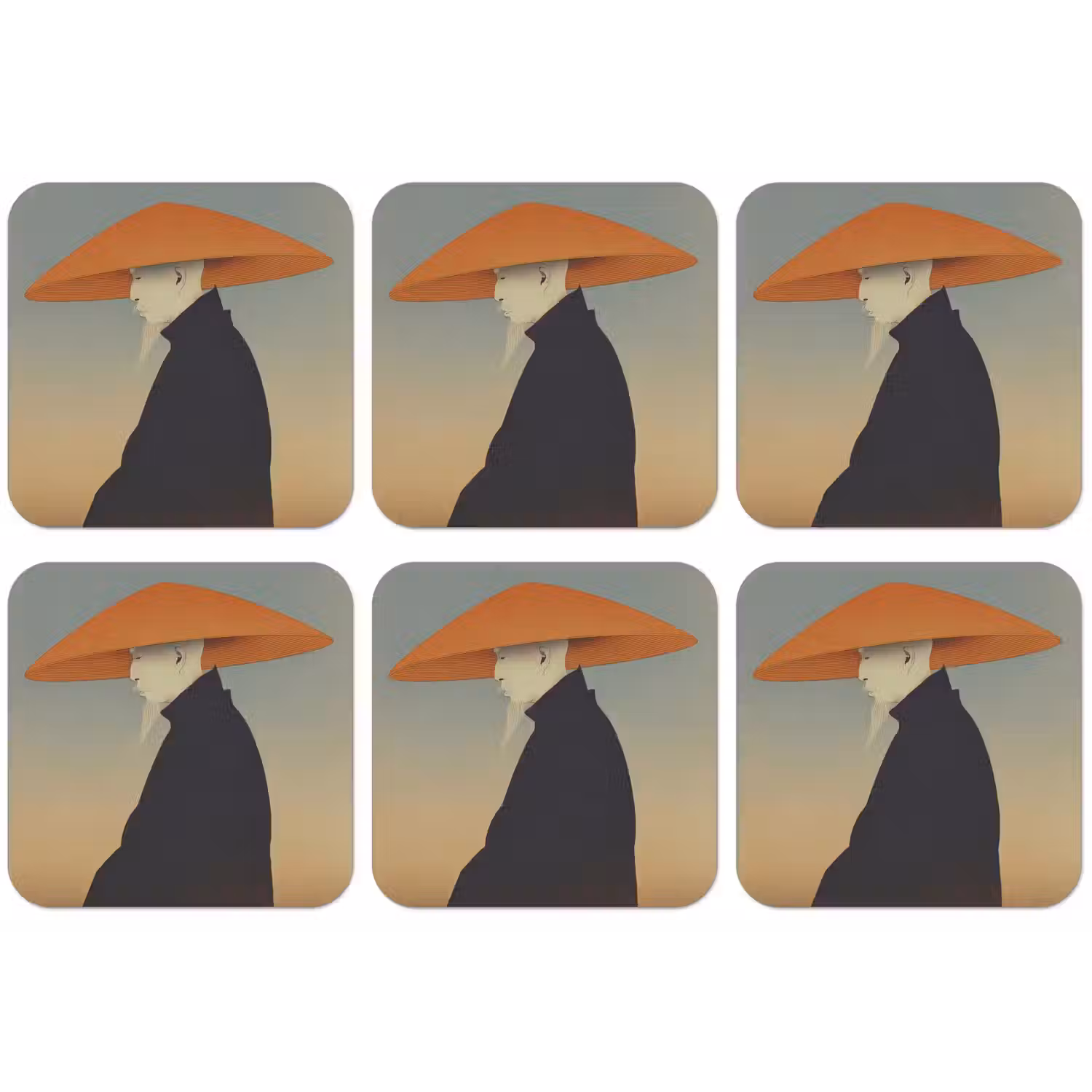 Minimalistisch - Silhouet - Oranje onderzetter kurk middel -zkaufland3dotto