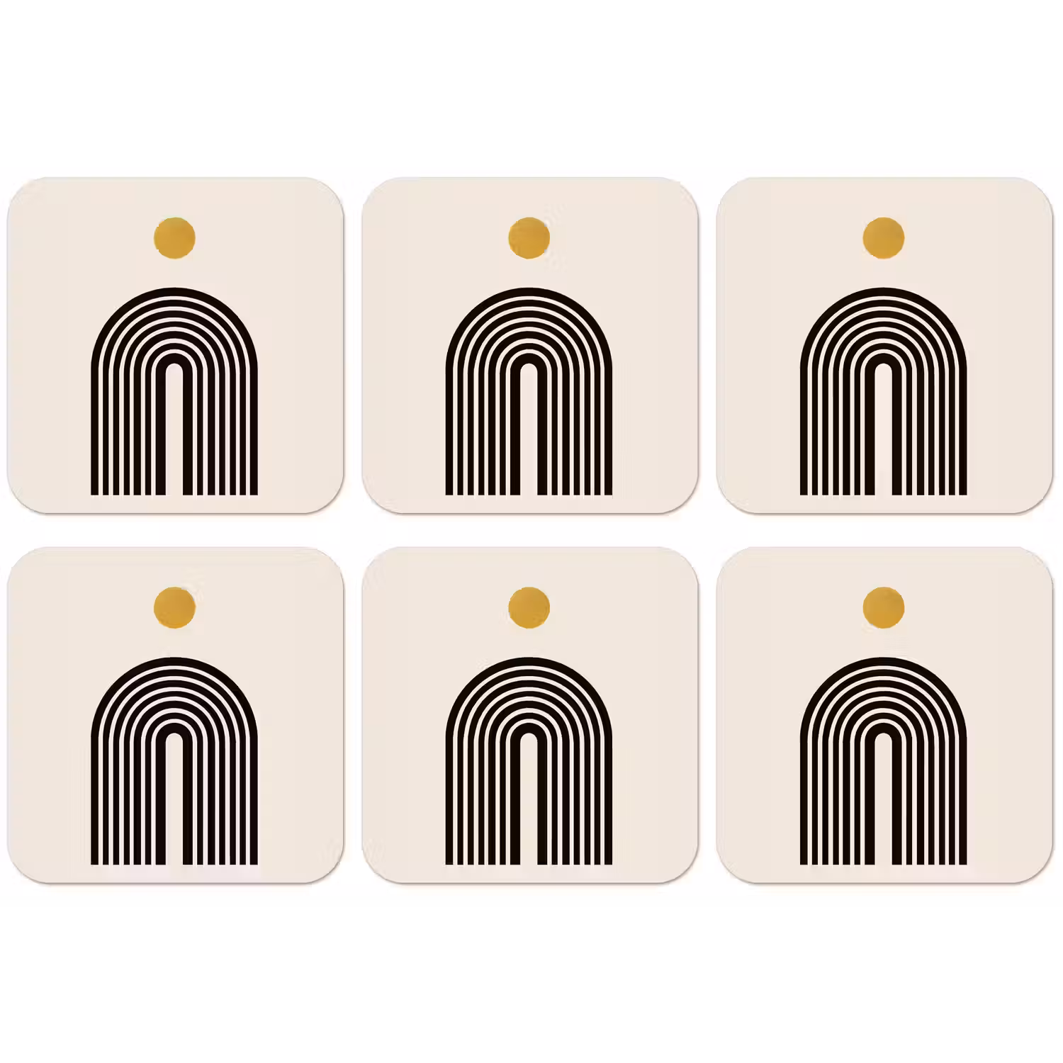 Minimalistisch - Zwarte boog - Gouden cirkel onderzetter kurk middel -zkaufland3dotto