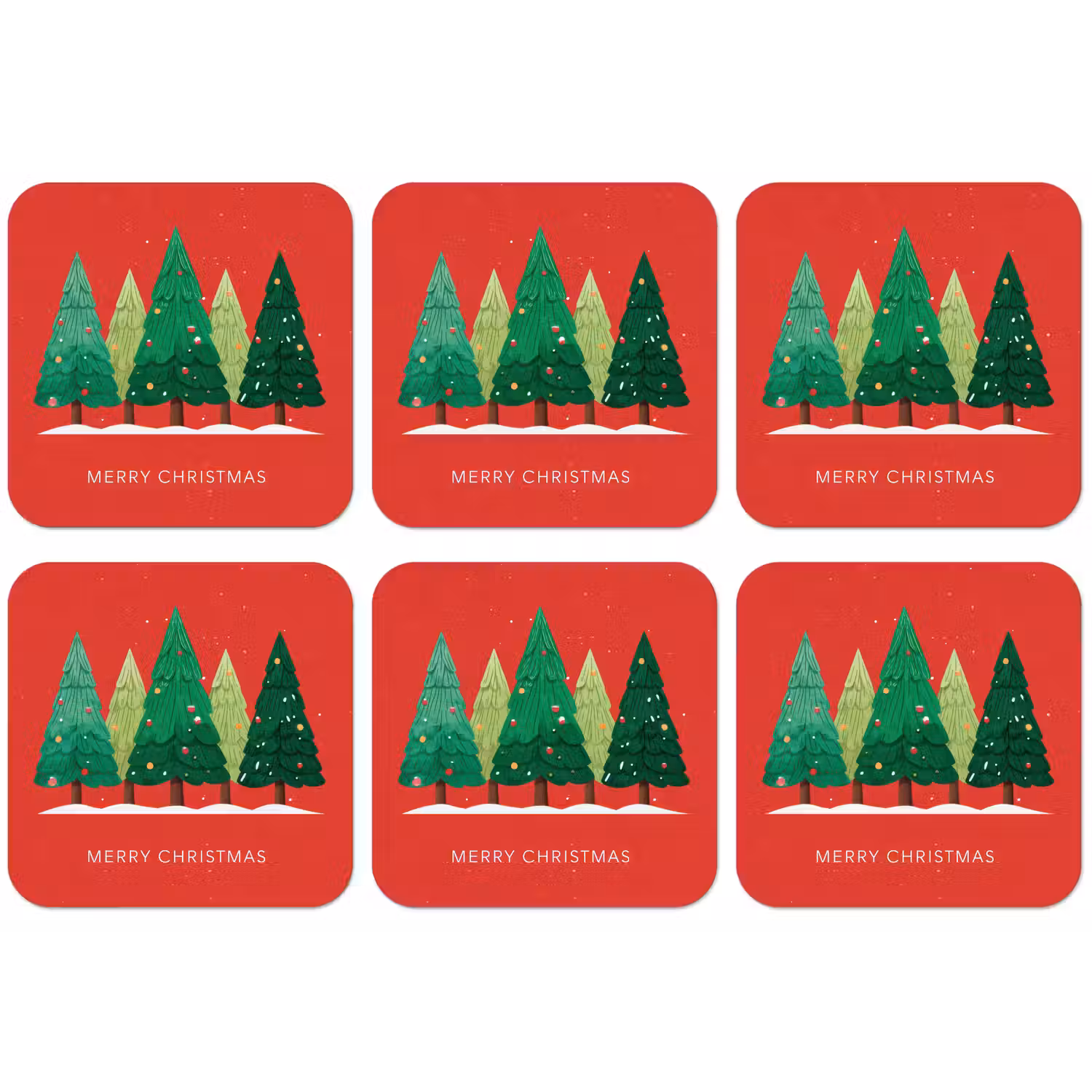 Minimalistisch - Kerstbomen - Rood - Sneeuw onderzetter kurk middel -zkaufland3dotto