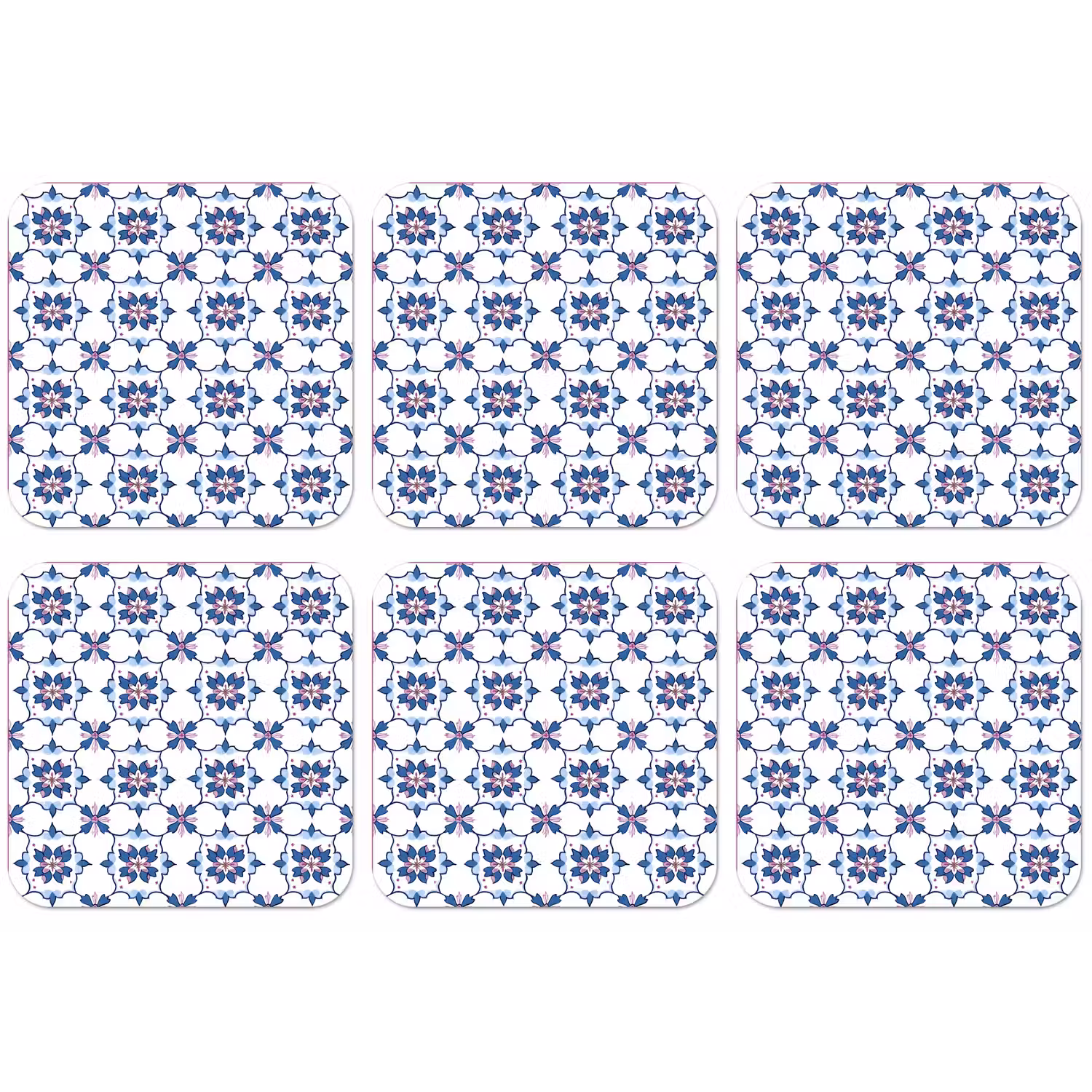 Modern - Patroon - Blauw - Roze onderzetter kurk middel 366 -zkaufland3dotto